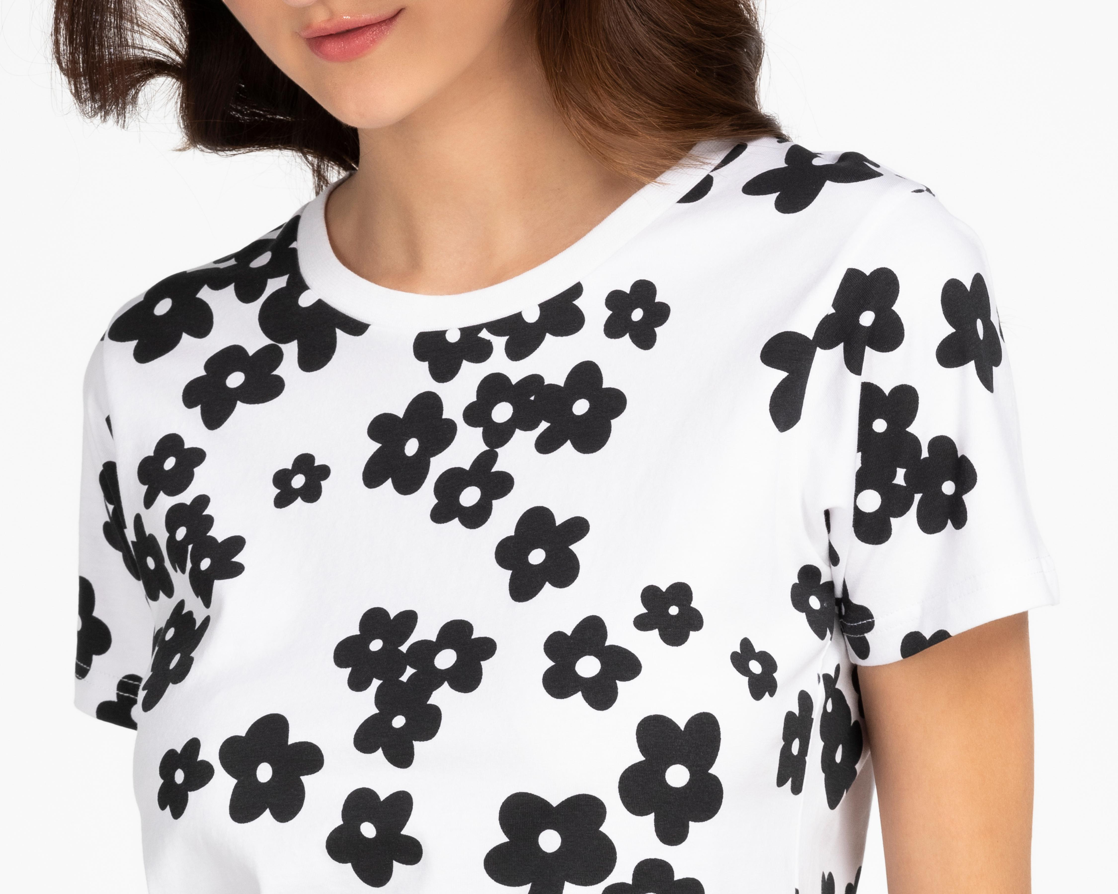 Foto 5 pulgar | Playera 18 Forever Manga Corta Estampado Floral