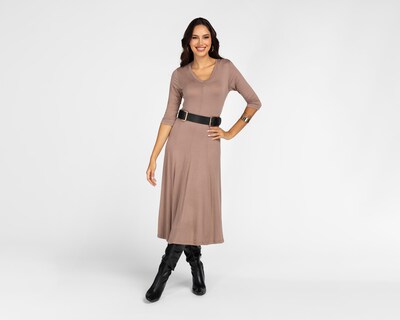 Foto 2 | Vestido Casual Sahara Café con Cuello V