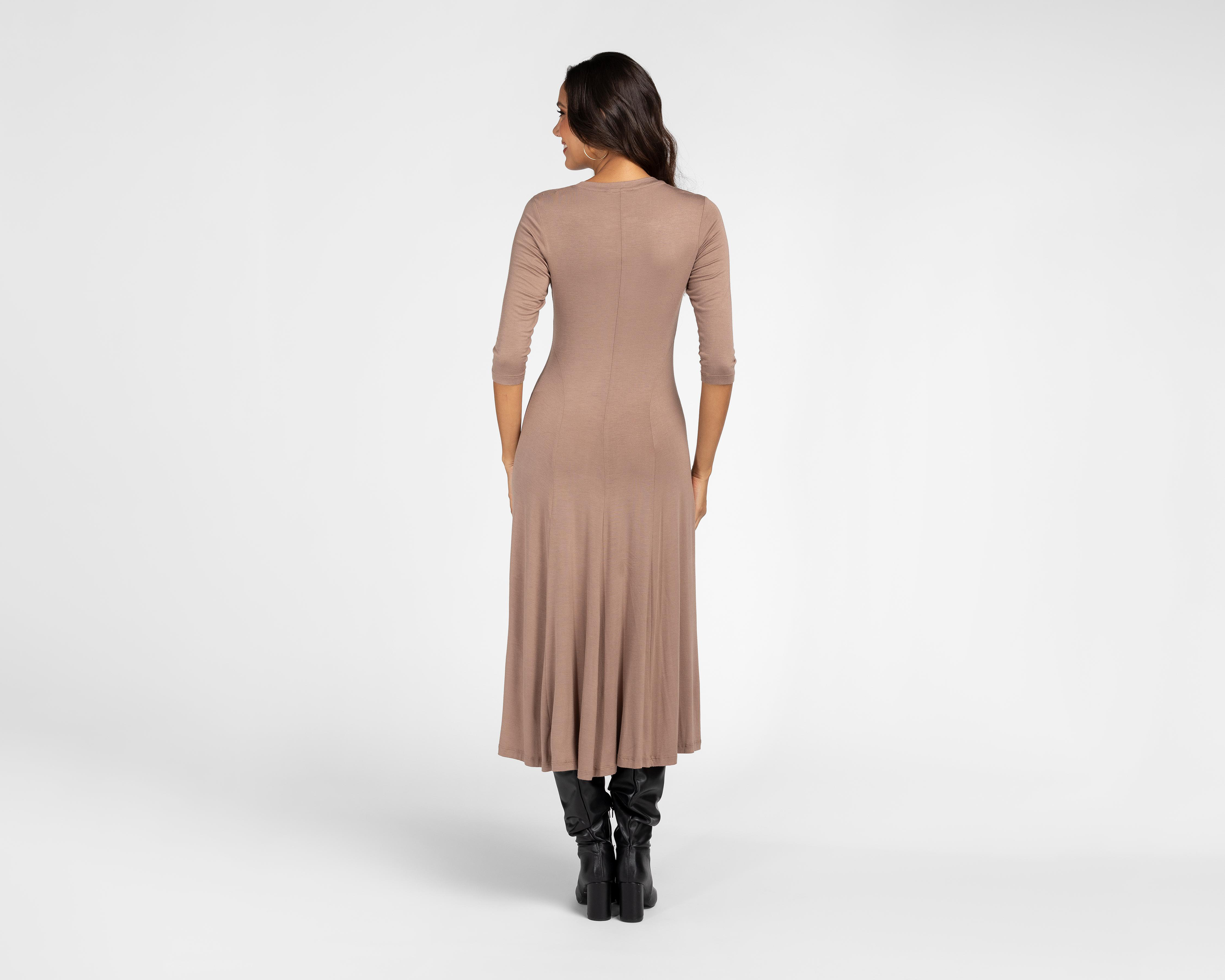 Foto 3 | Vestido Casual Sahara Café con Cuello V