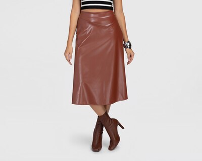 Foto 1 | Falda Midi Sahara Tipo Cuero