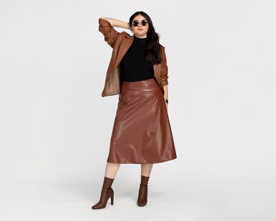 Foto 5 | Falda Midi Sahara Tipo Cuero