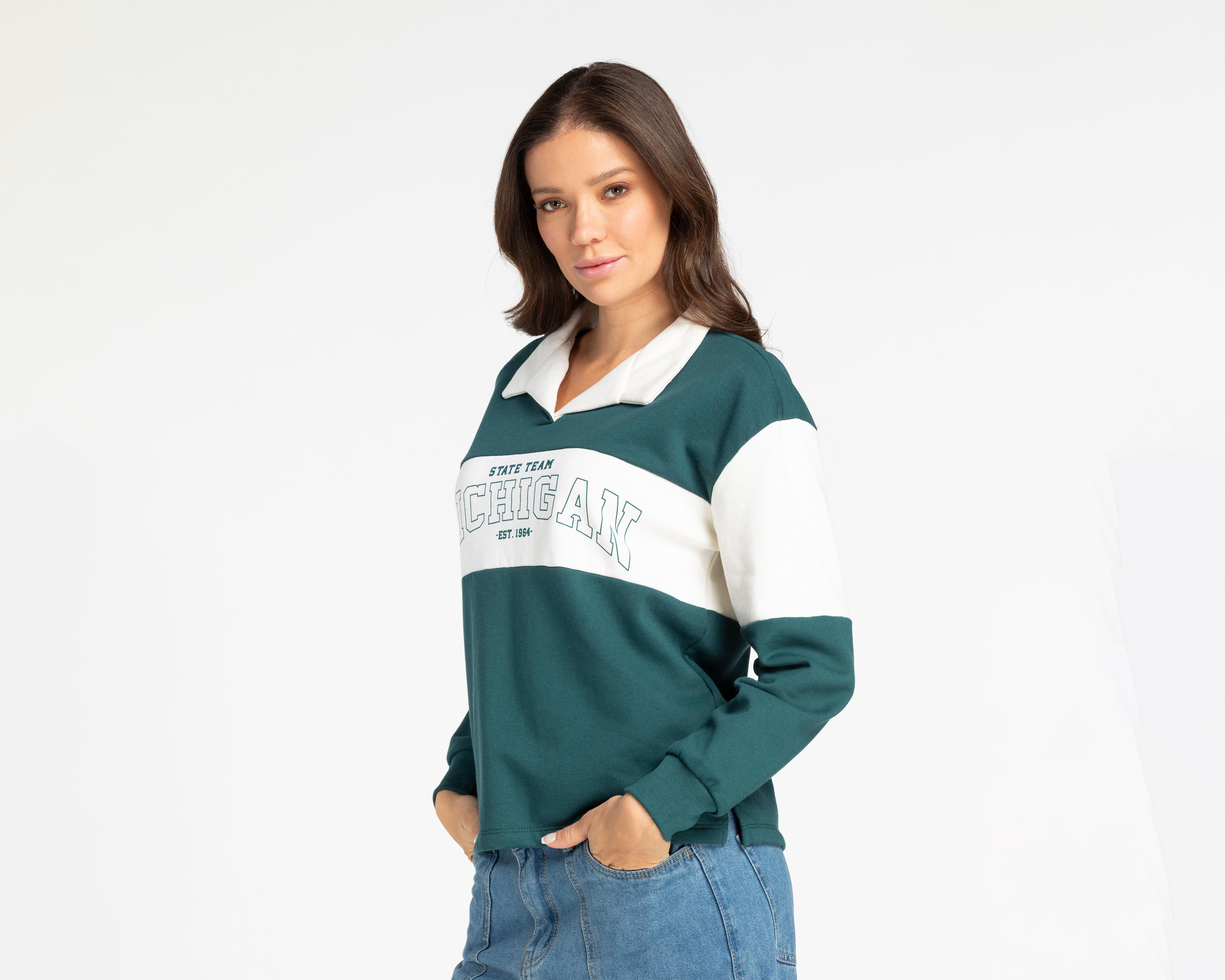 Foto 1 | Sudadera con Cuello Polo Refill para Mujer