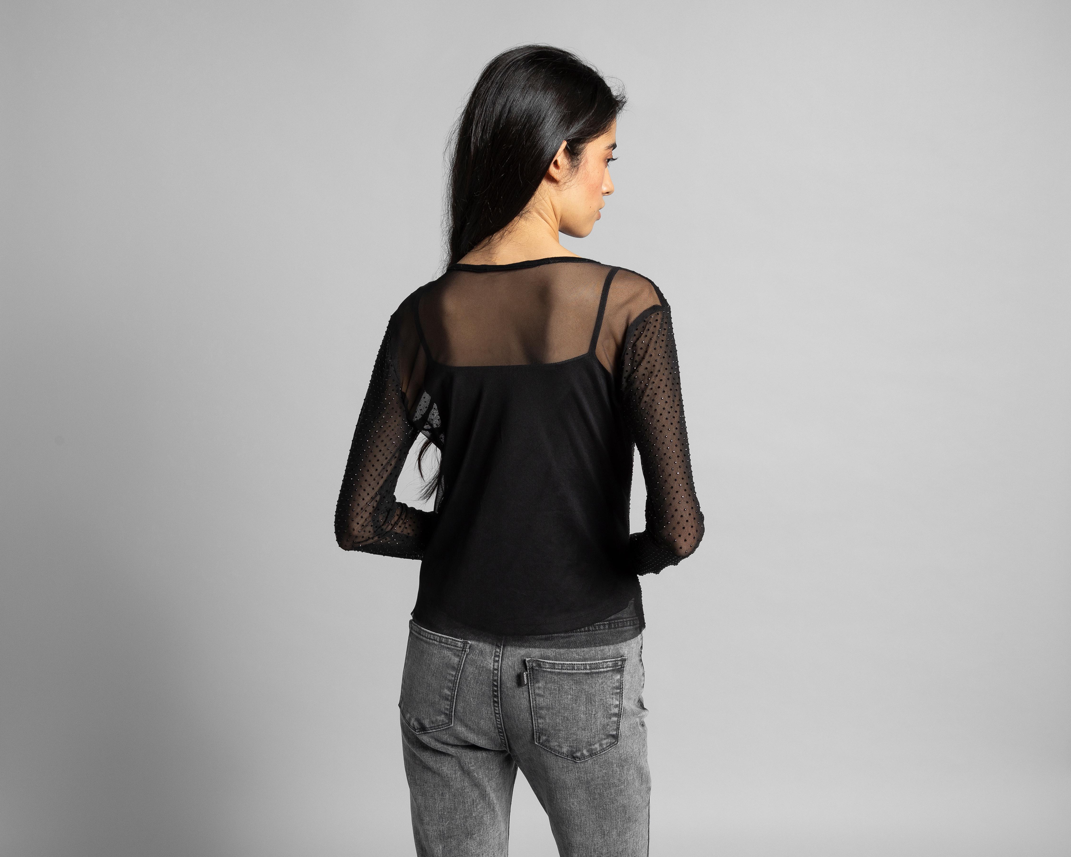Foto 3 | Playera Strona con Pedrería para Mujer