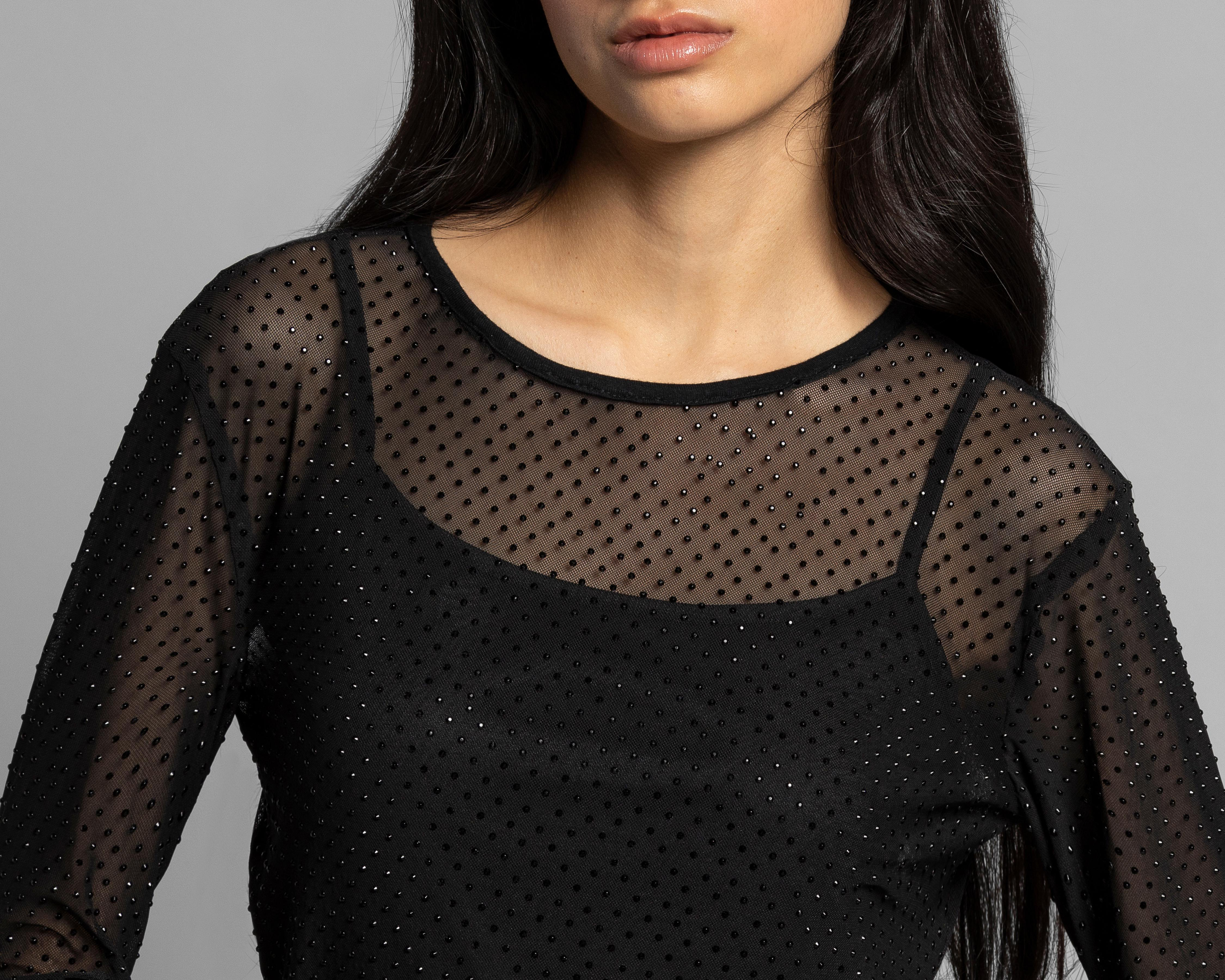 Foto 5 pulgar | Playera Strona con Pedrería para Mujer