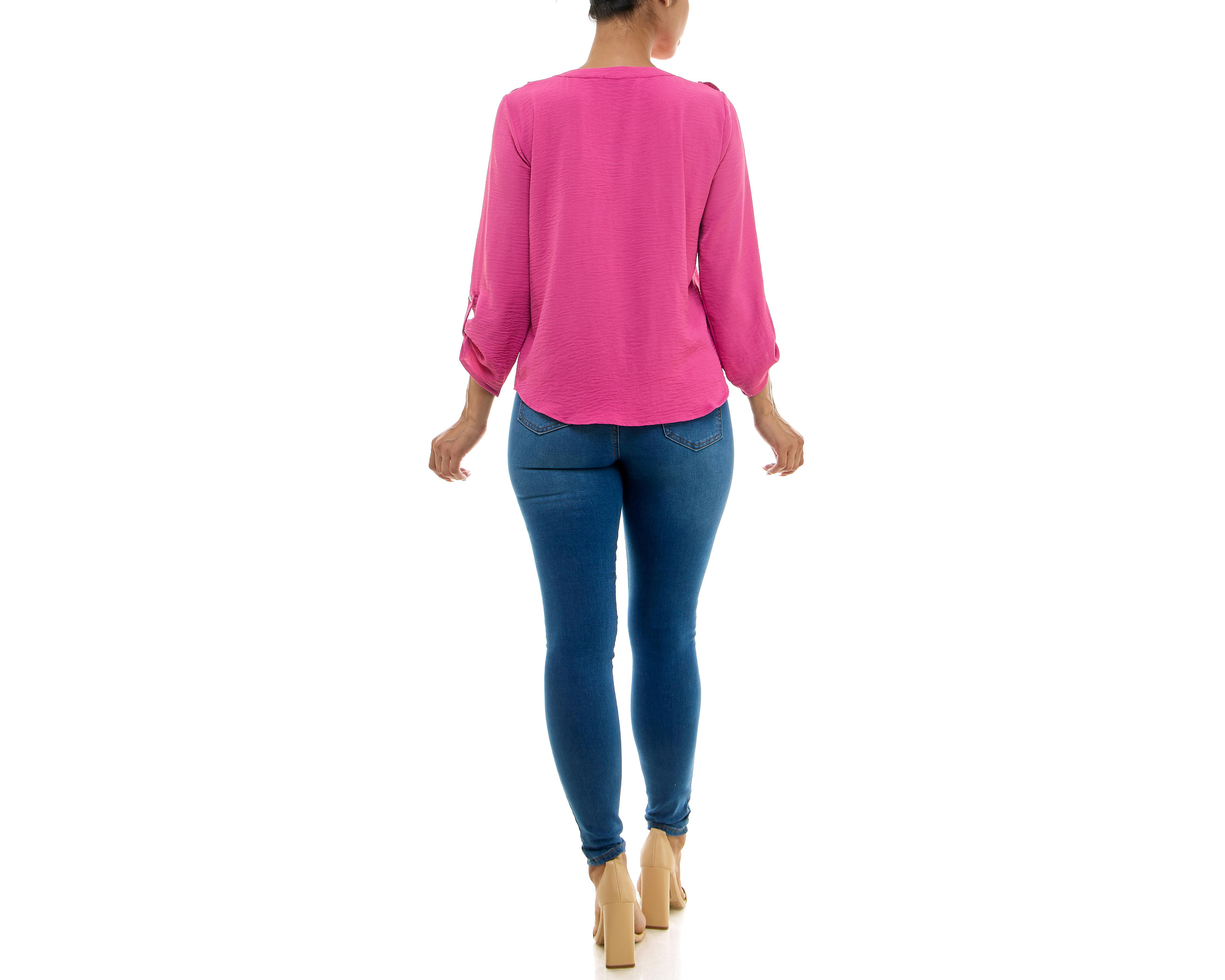Foto 3 pulgar | Blusa Adrienne Vittadini con Bolsillos Manga Larga