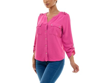 Foto 5 | Blusa Adrienne Vittadini con Bolsillos Manga Larga