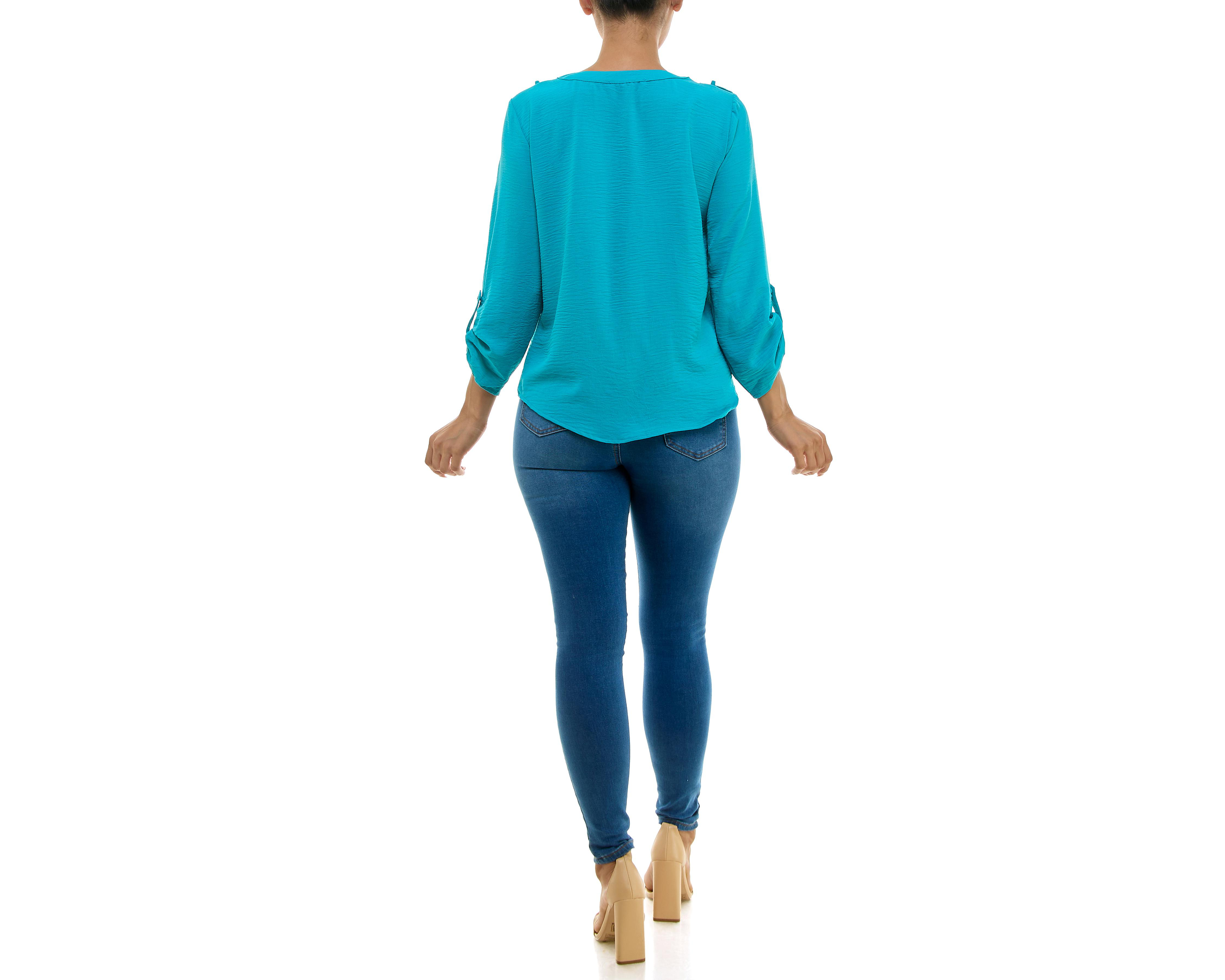 Foto 3 pulgar | Blusa Adrienne Vittadini con Bolsillos Manga Larga