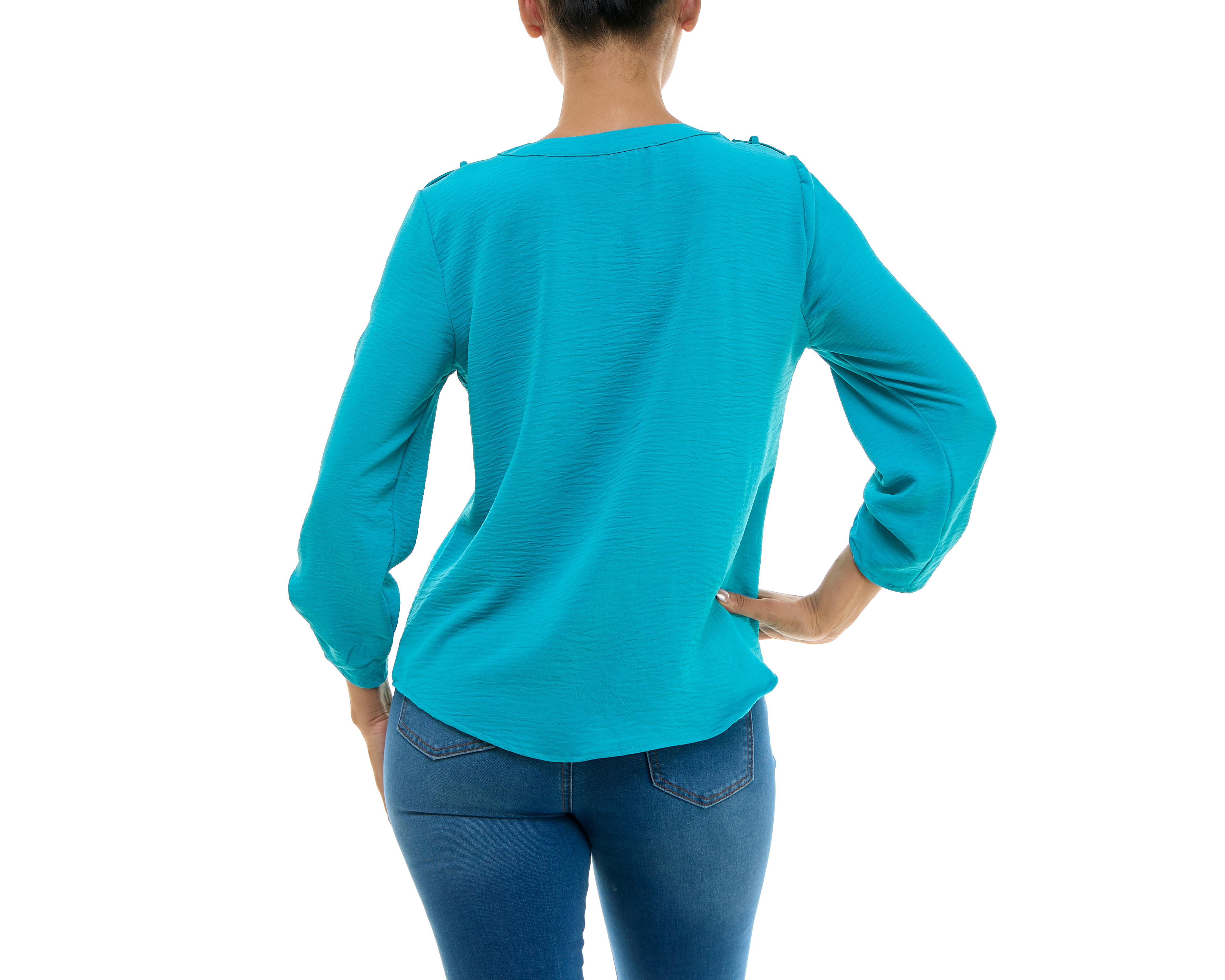 Foto 5 pulgar | Blusa Adrienne Vittadini con Bolsillos Manga Larga