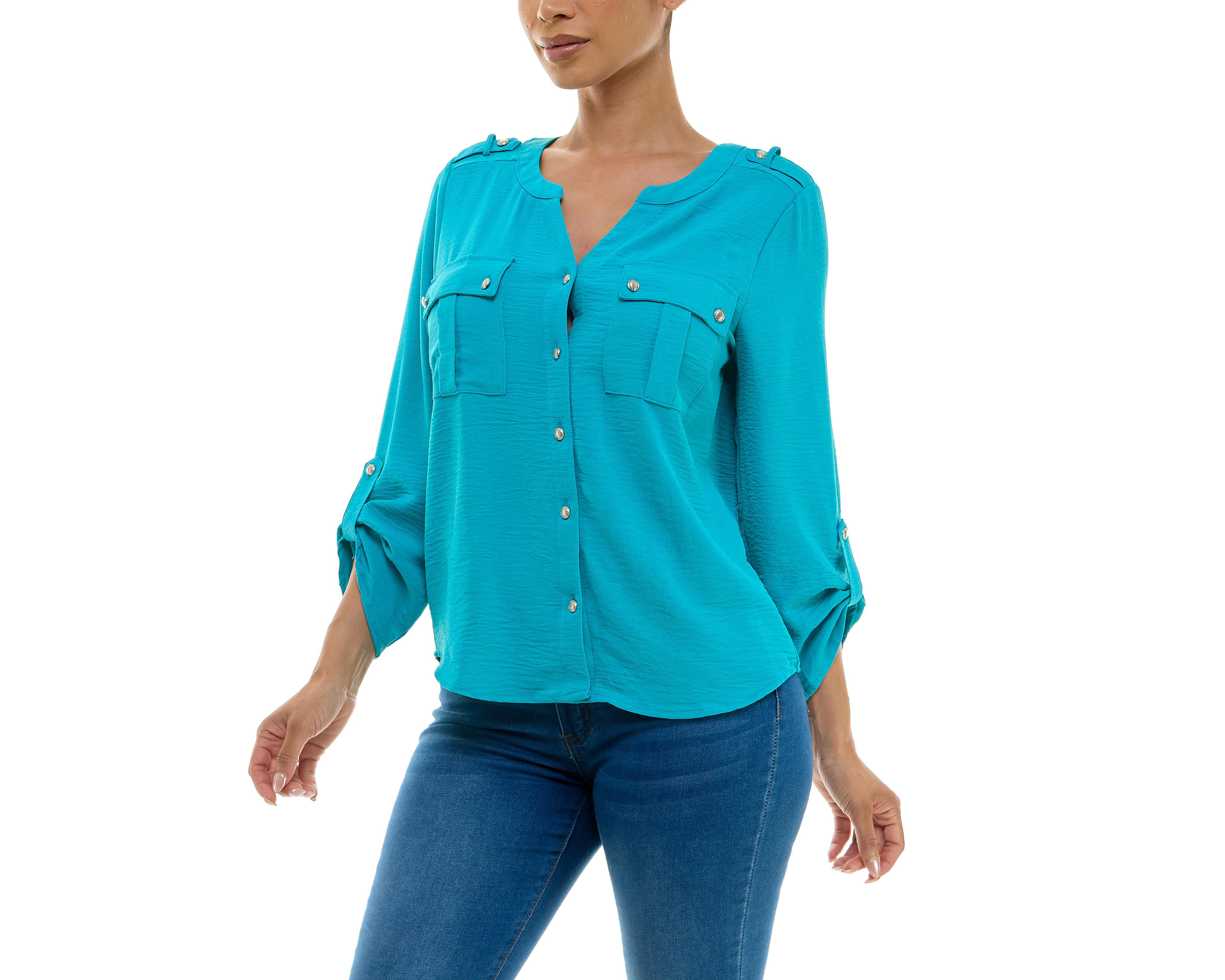 Foto 6 pulgar | Blusa Adrienne Vittadini con Bolsillos Manga Larga
