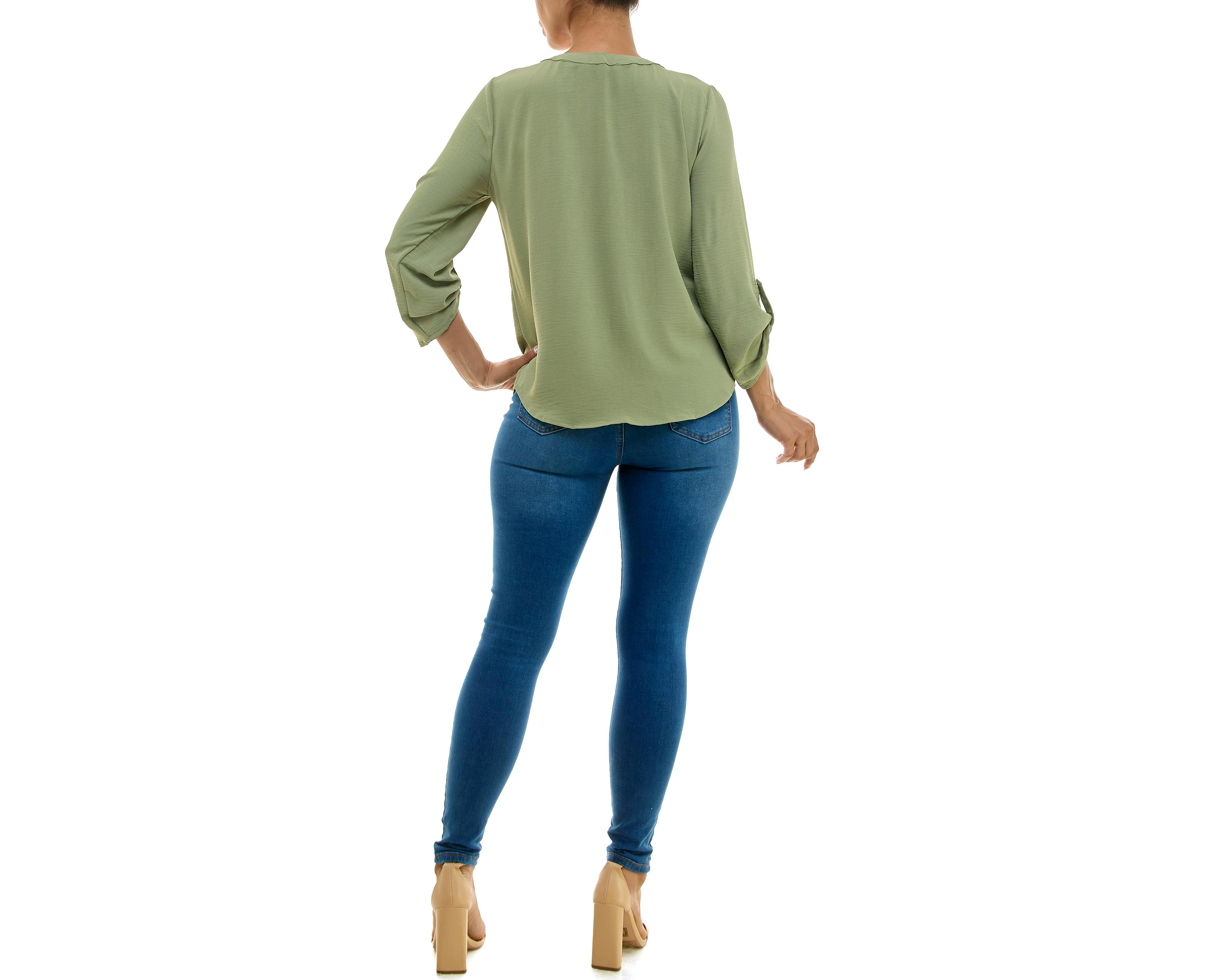 Foto 3 pulgar | Blusa Adrienne Vittadini con Bolsillos Manga Larga