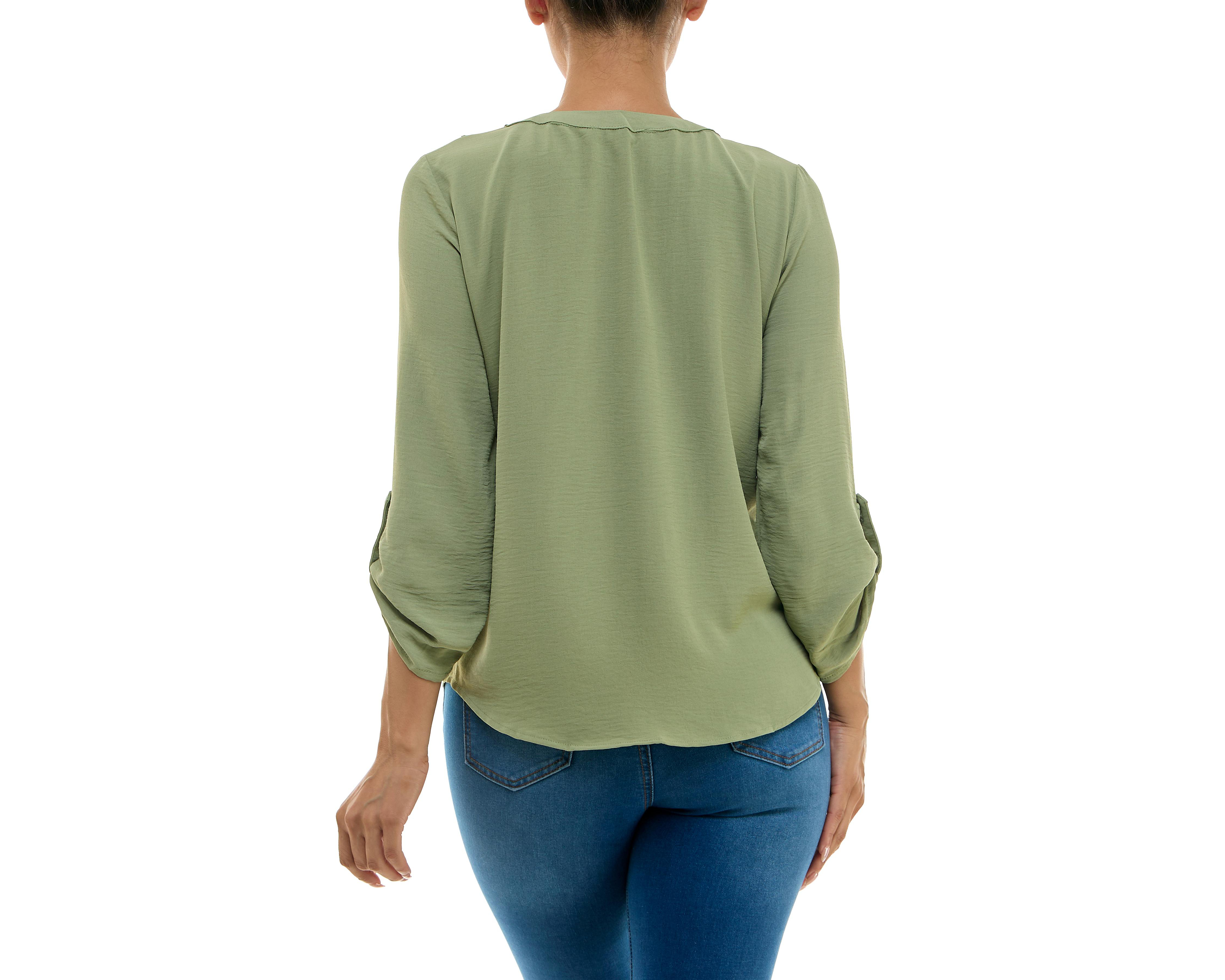 Foto 5 pulgar | Blusa Adrienne Vittadini con Bolsillos Manga Larga