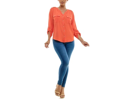 Foto 1 | Blusa Adrienne Vittadini con Bolsillos Manga Larga