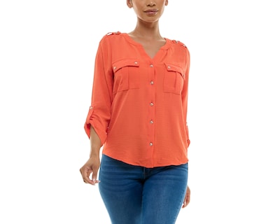 Foto 3 | Blusa Adrienne Vittadini con Bolsillos Manga Larga