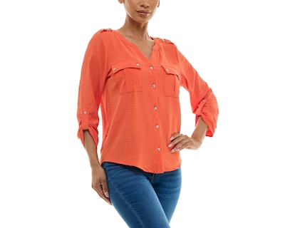 Foto 5 | Blusa Adrienne Vittadini con Bolsillos Manga Larga
