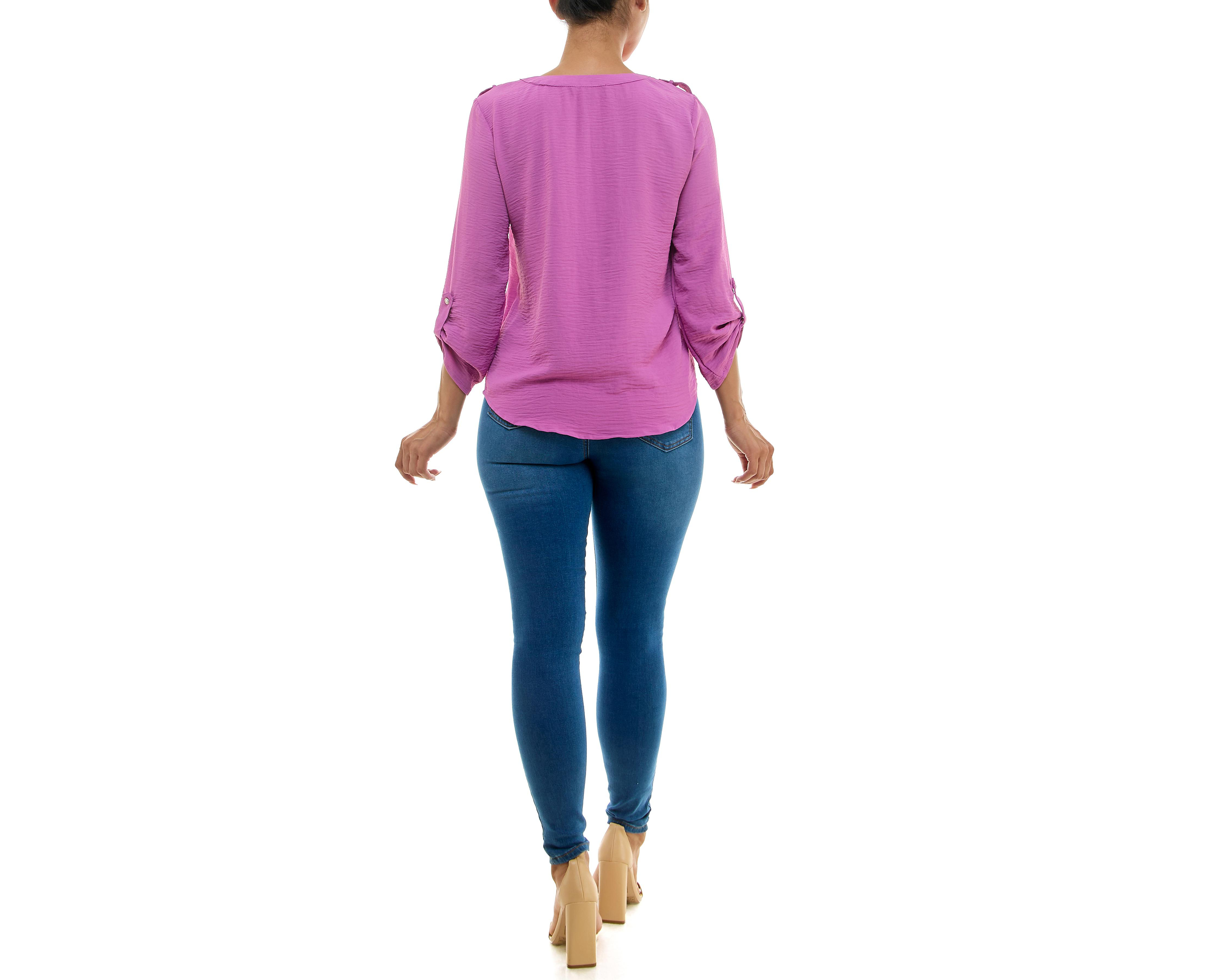 Foto 3 pulgar | Blusa Adrienne Vittadini con Bolsillos Manga Larga