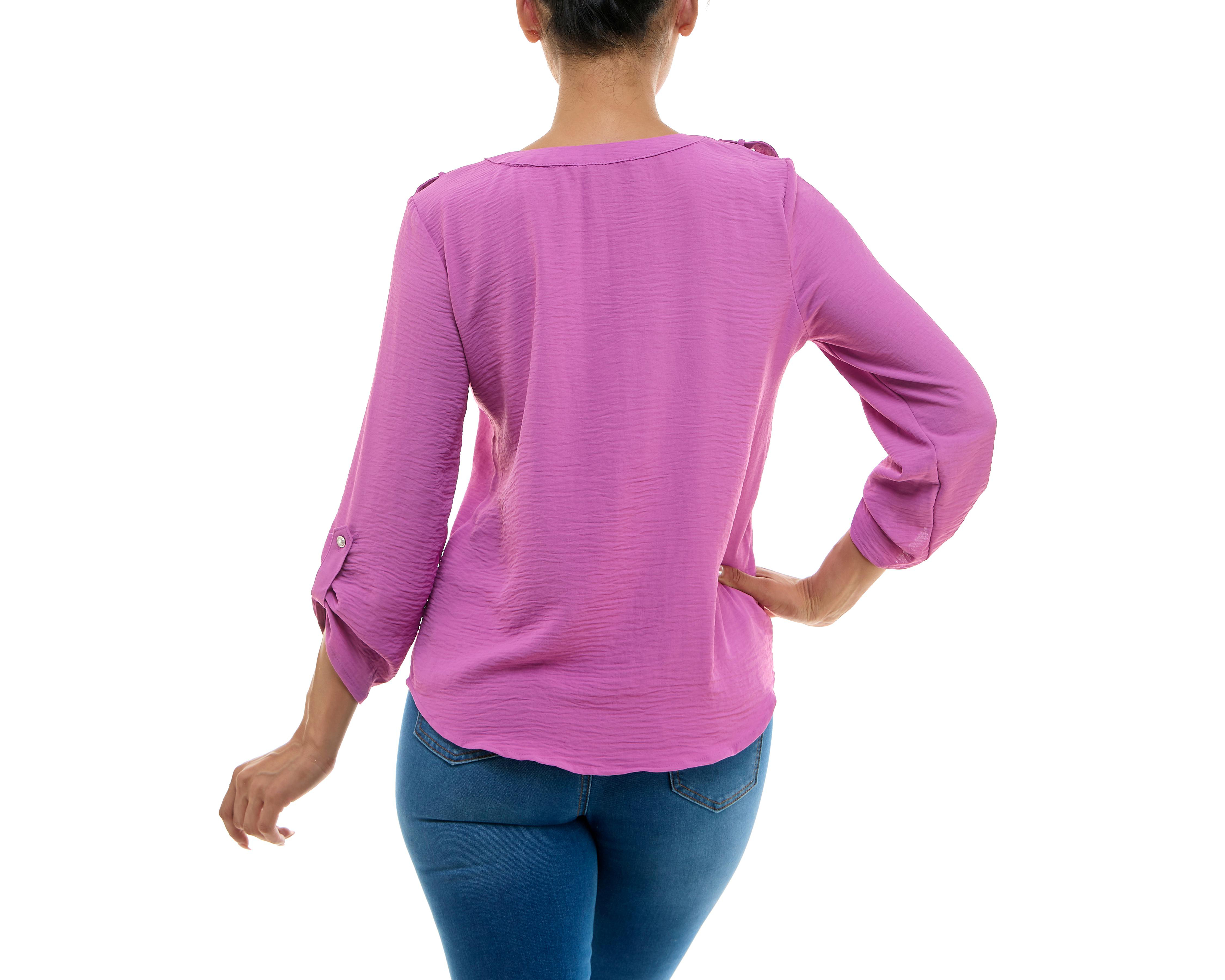 Foto 5 pulgar | Blusa Adrienne Vittadini con Bolsillos Manga Larga