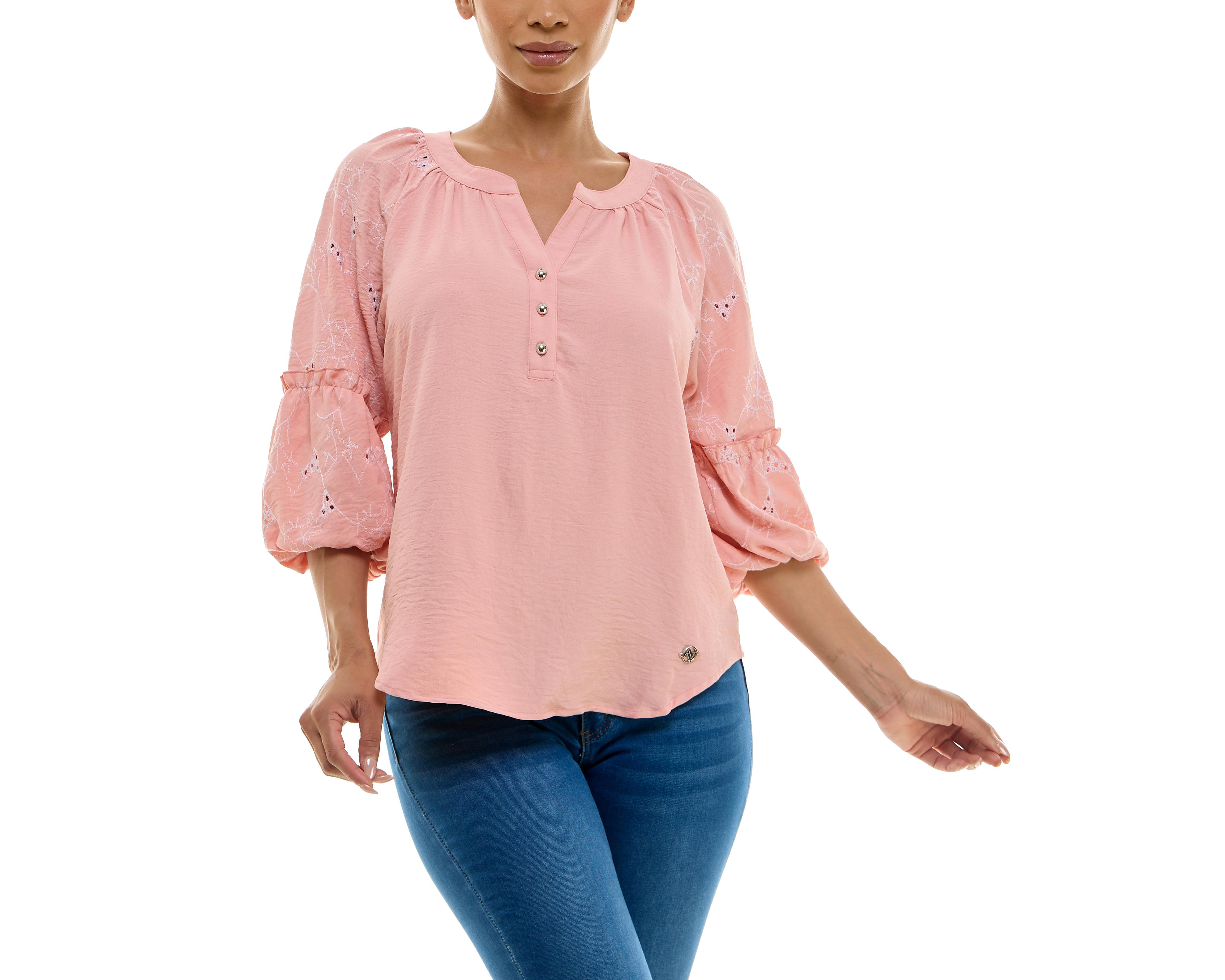 Foto 3 | Blusa Adrienne Vittadini con Botones y Corte Láser