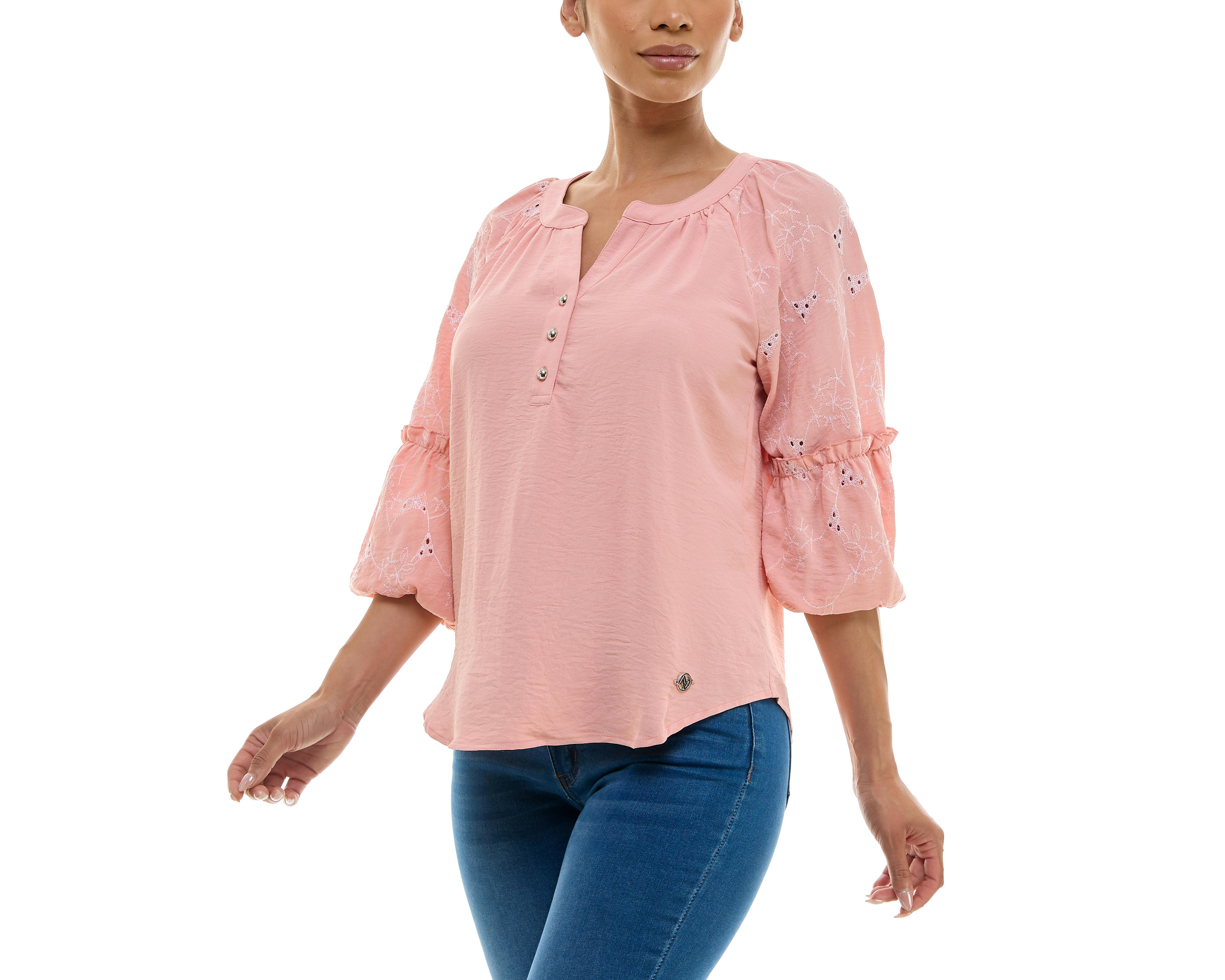 Foto 5 | Blusa Adrienne Vittadini con Botones y Corte Láser