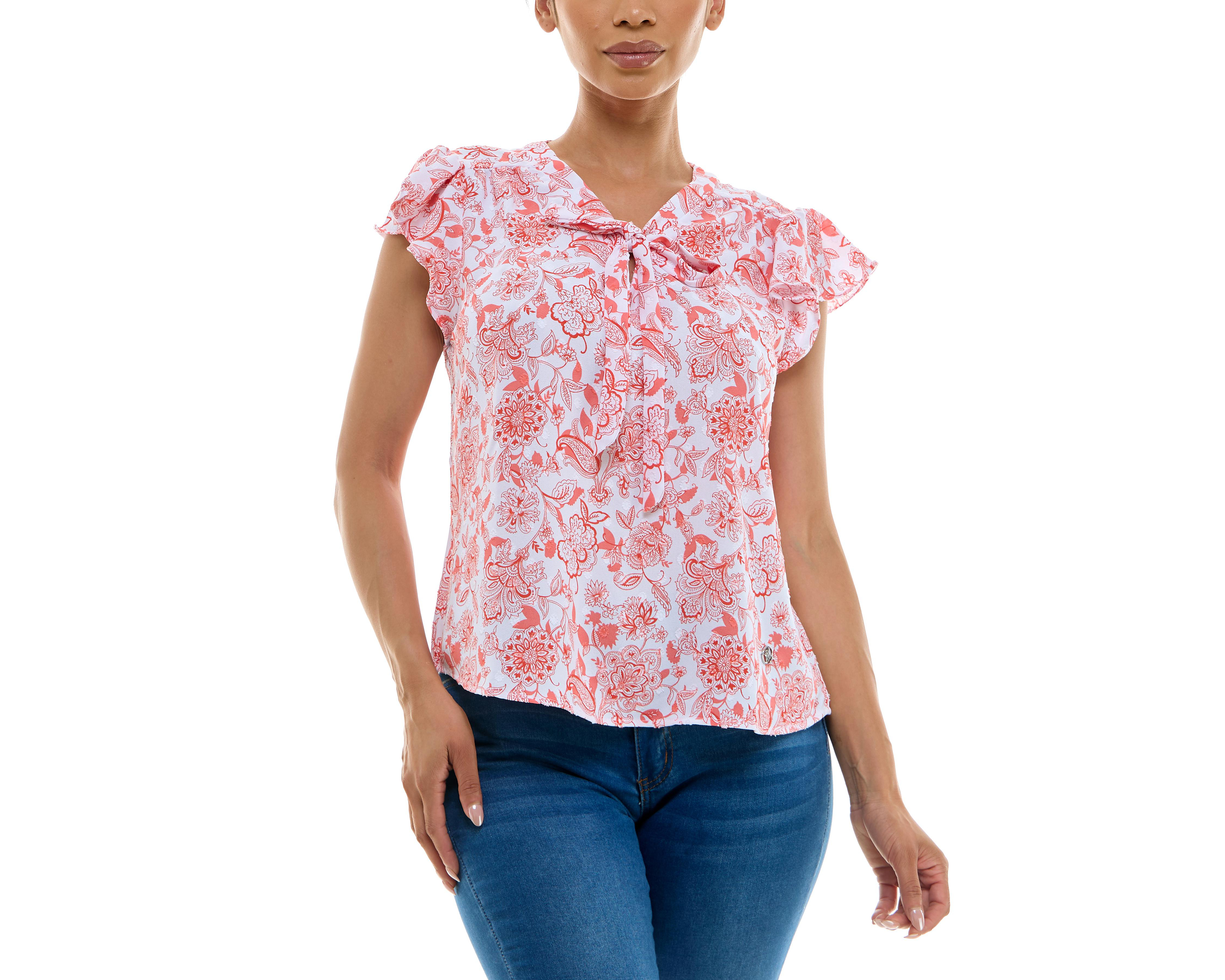 Foto 4 pulgar | Blusa Adrienne Vittadini con Moño Manga Corta