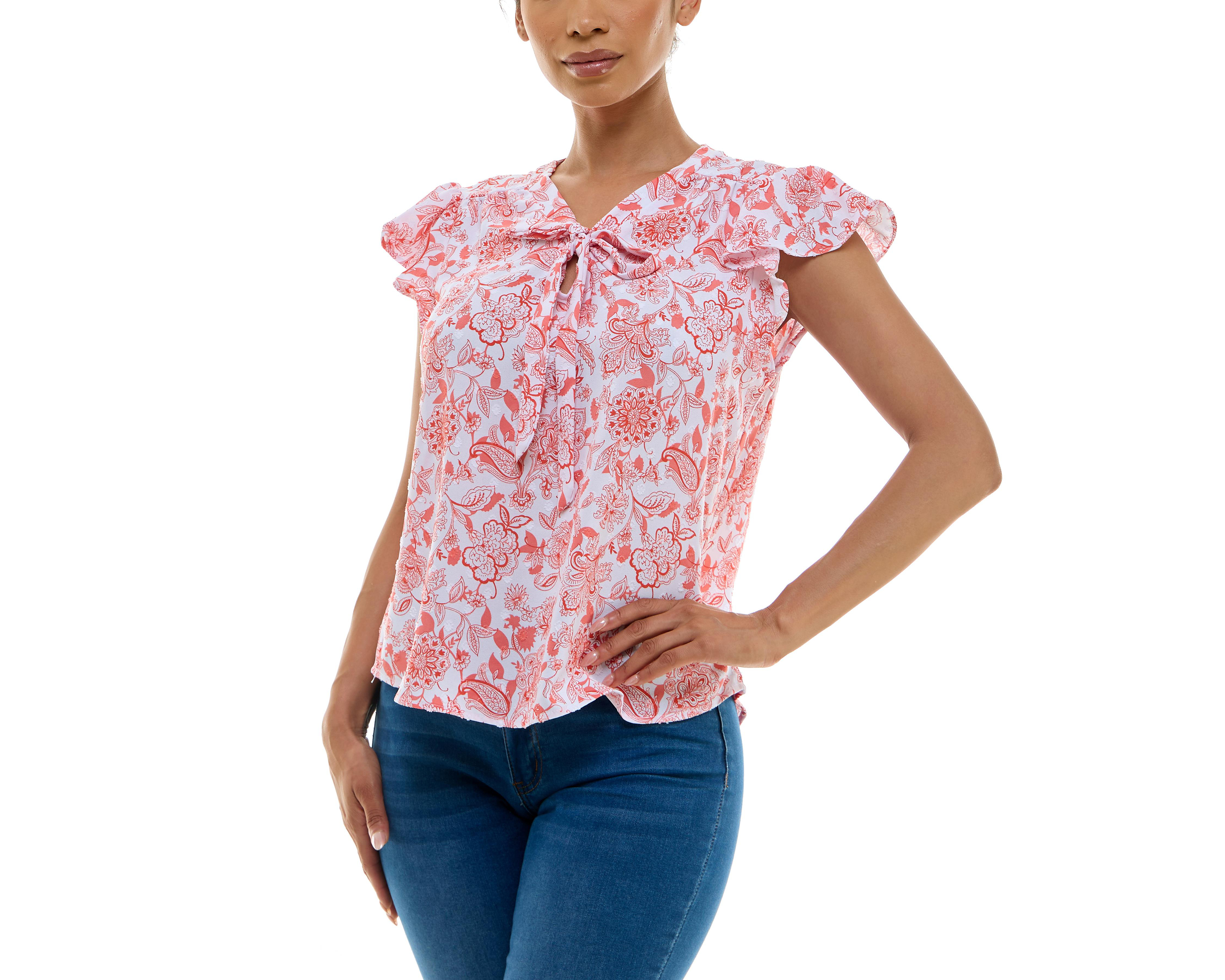 Foto 6 pulgar | Blusa Adrienne Vittadini con Moño Manga Corta
