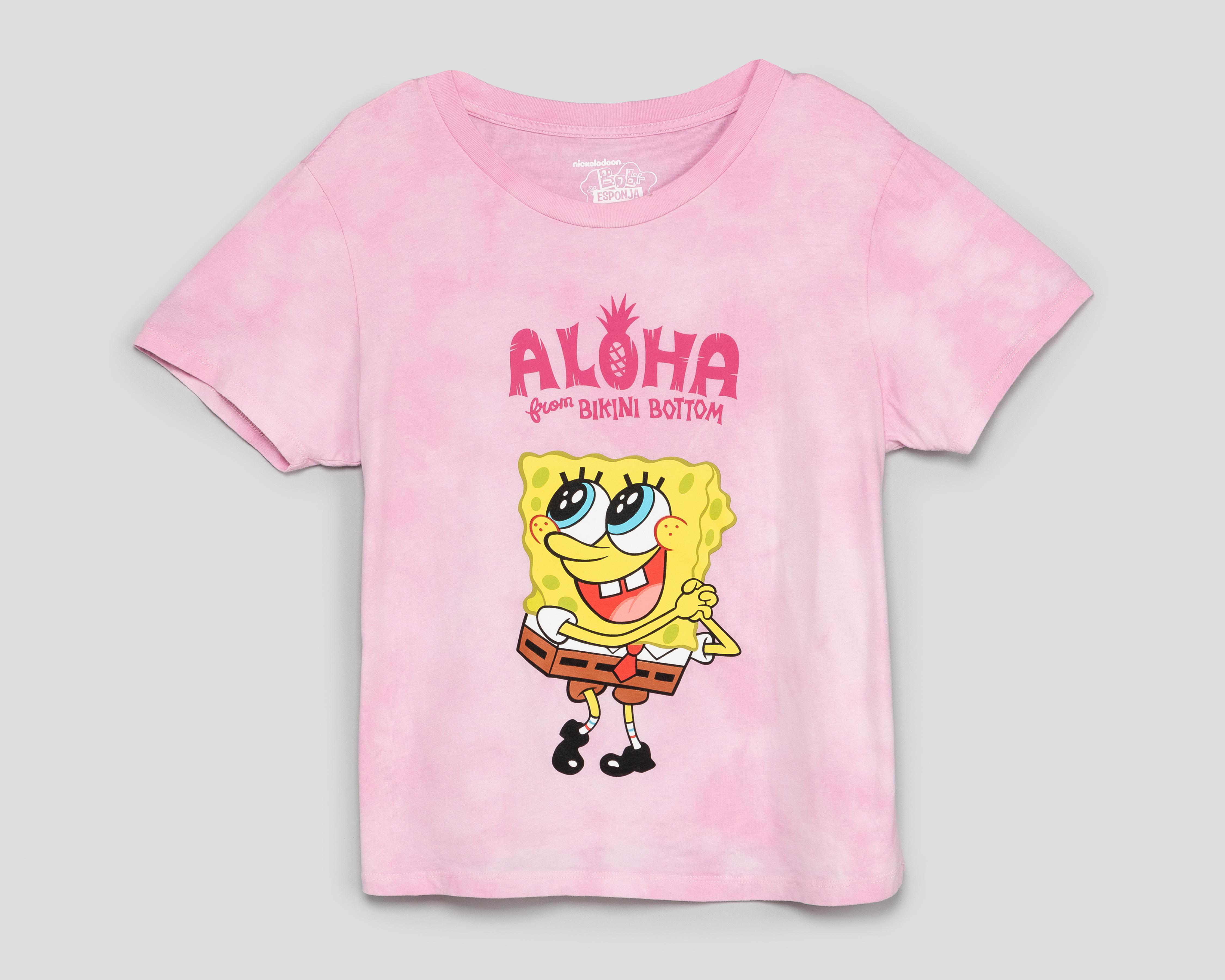 Foto 2 pulgar | Playera Rosa Bob Esponja para Mujer