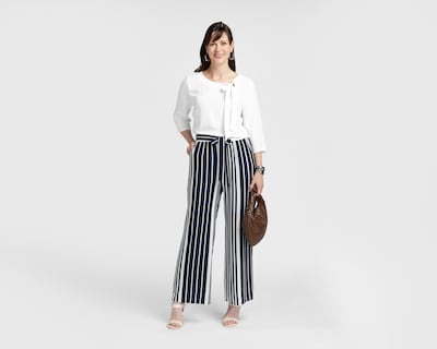 Foto 2 | Pantalón Ancho Sahara a Rayas para Mujer