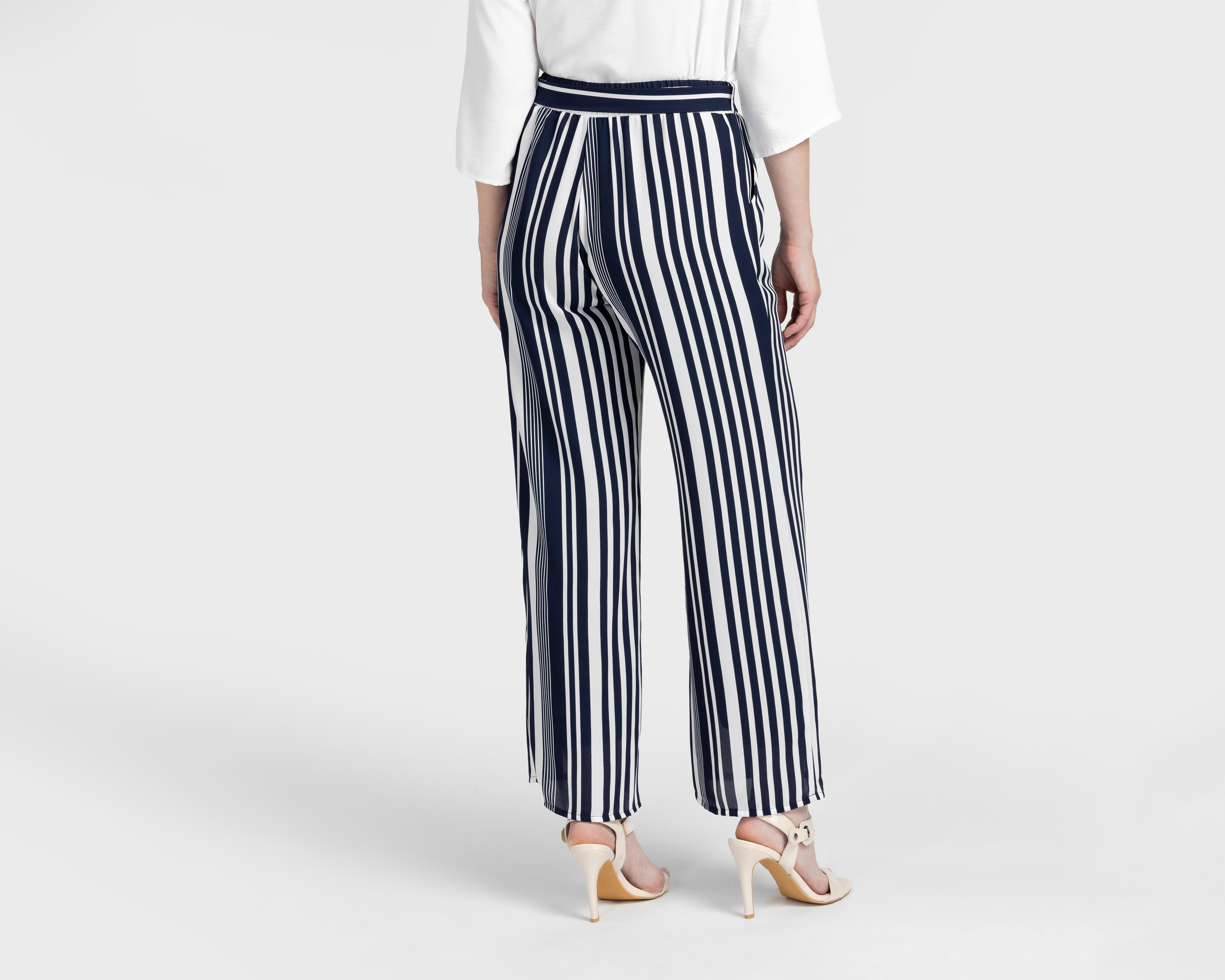 Foto 4 pulgar | Pantalón Ancho Sahara a Rayas para Mujer