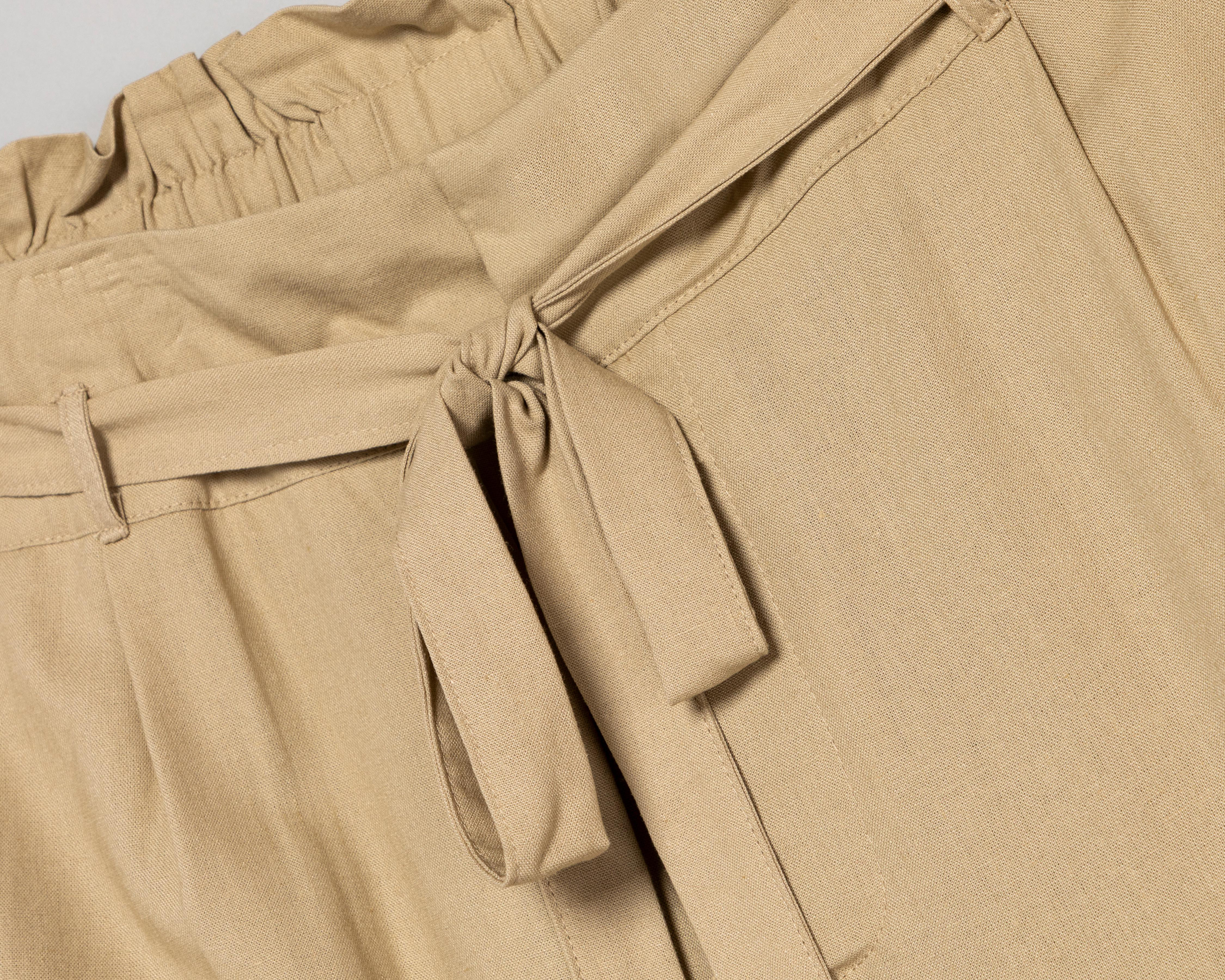 Foto 4 pulgar | Pantalón Ancho Sahara con Cinturón para Mujer