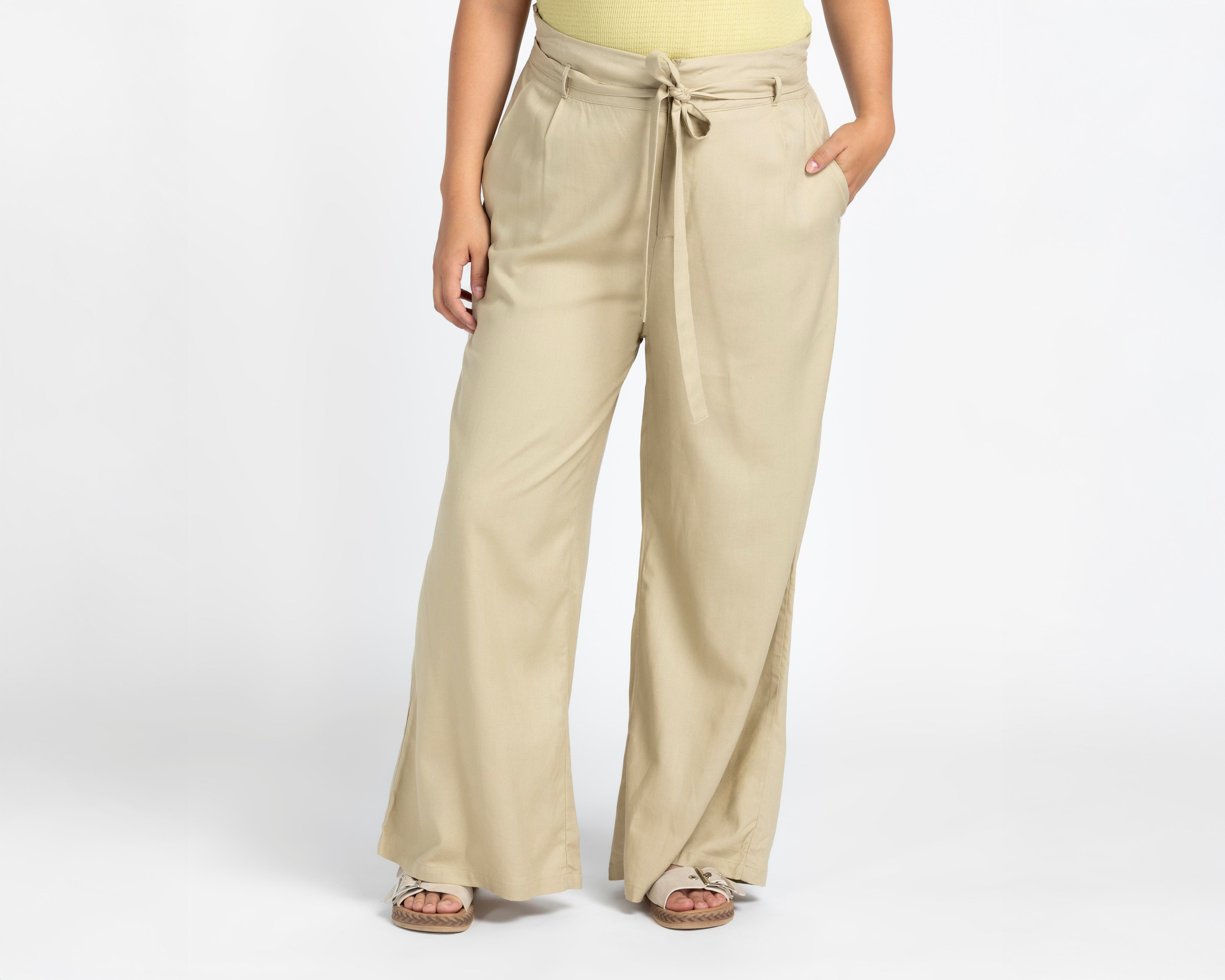 Foto 5 pulgar | Pantalón Ancho Sahara con Cinturón para Mujer