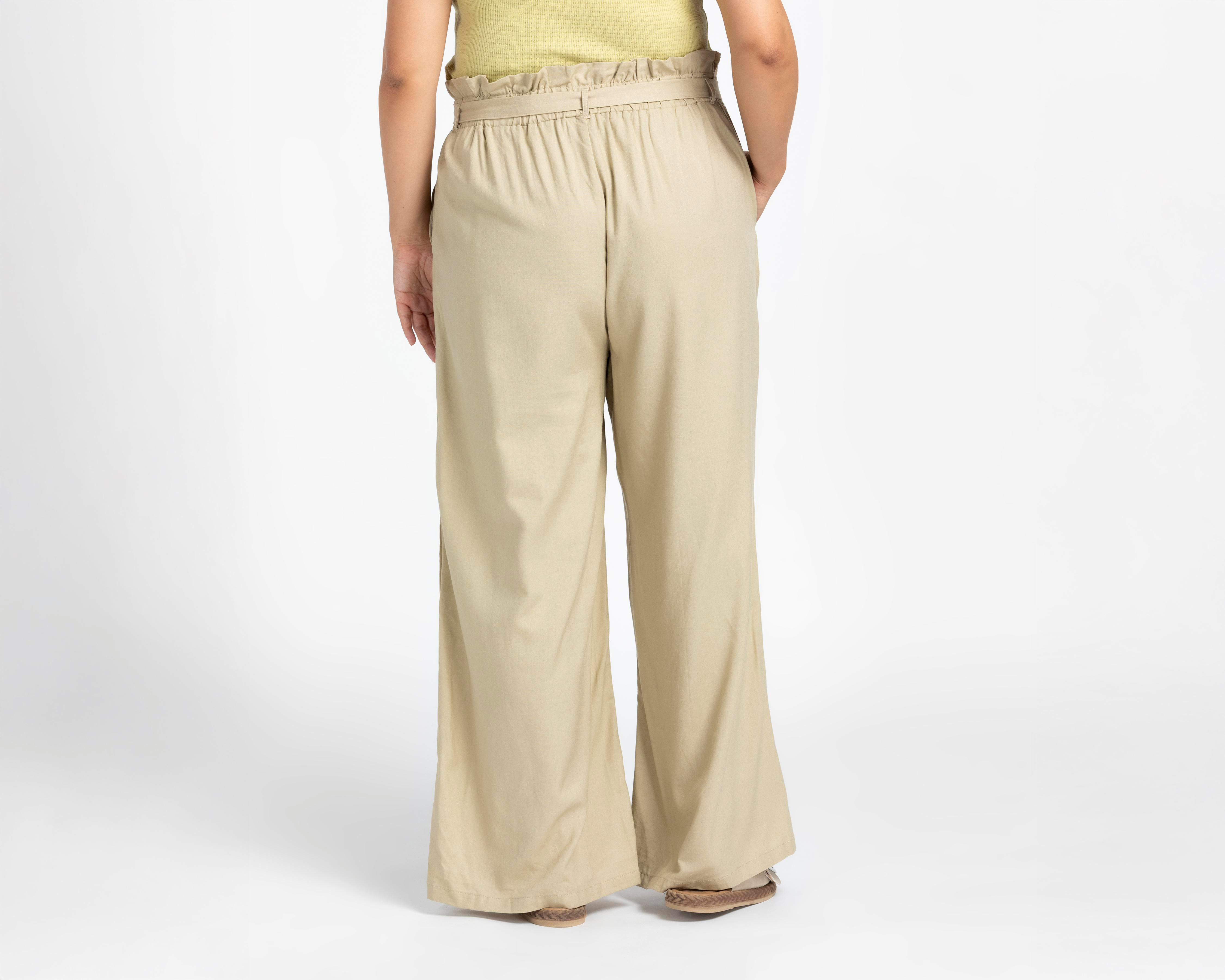Foto 7 pulgar | Pantalón Ancho Sahara con Cinturón para Mujer