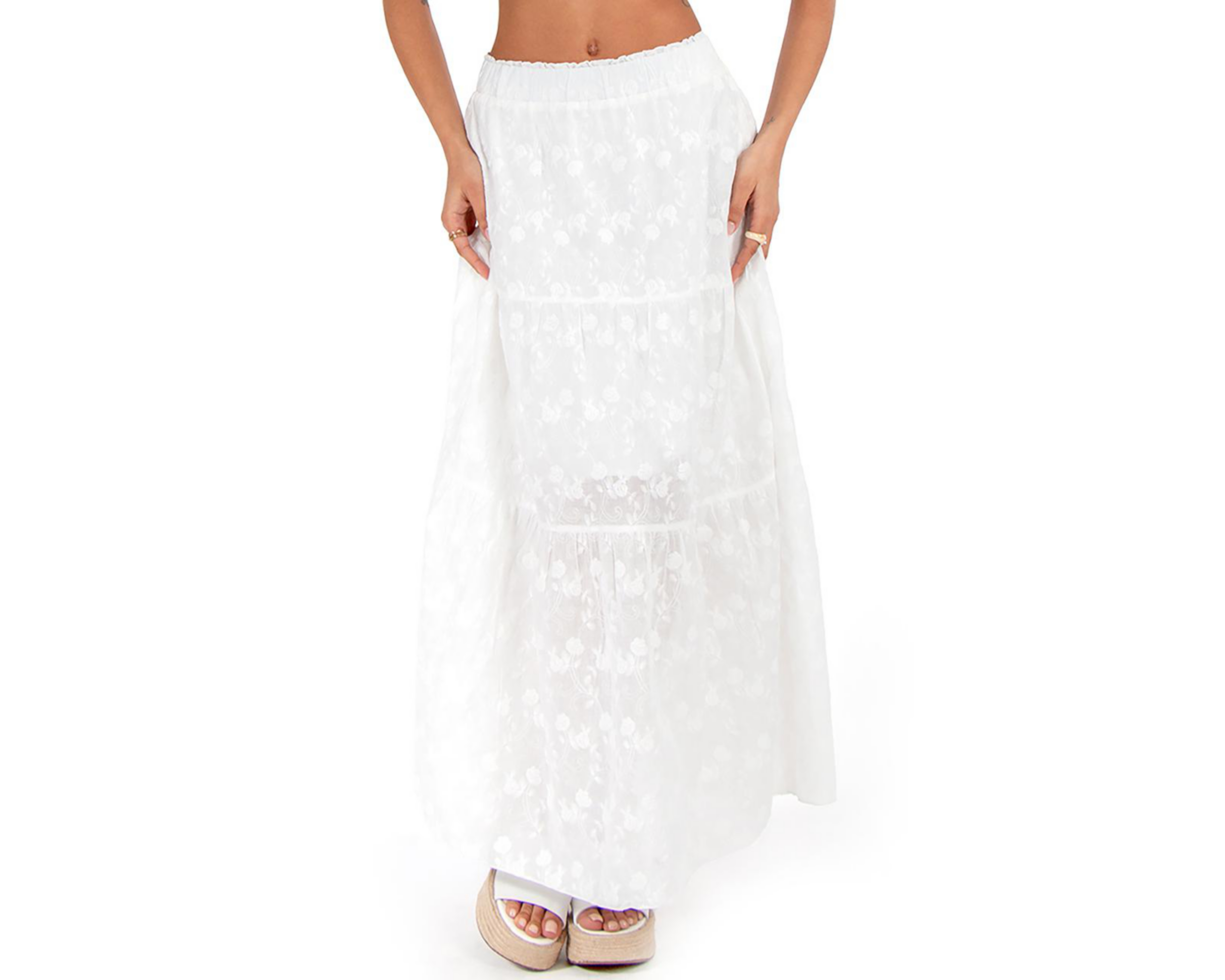 Foto 1 | Falda Larga Forever 21 Blanca para Mujer
