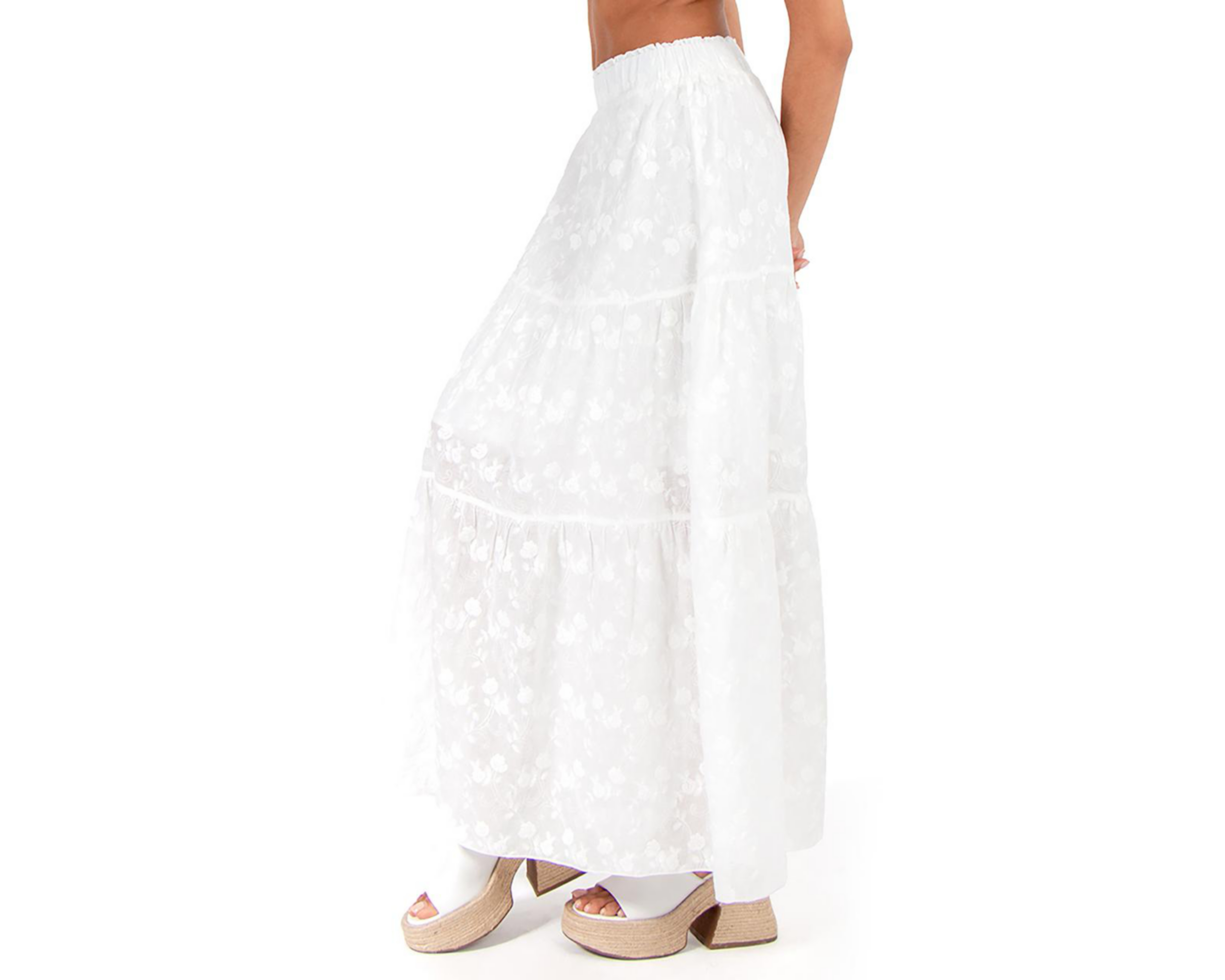 Foto 2 | Falda Larga Forever 21 Blanca para Mujer