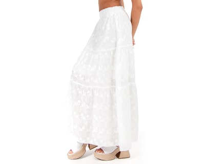 Foto 2 | Falda Larga Forever 21 Blanca para Mujer