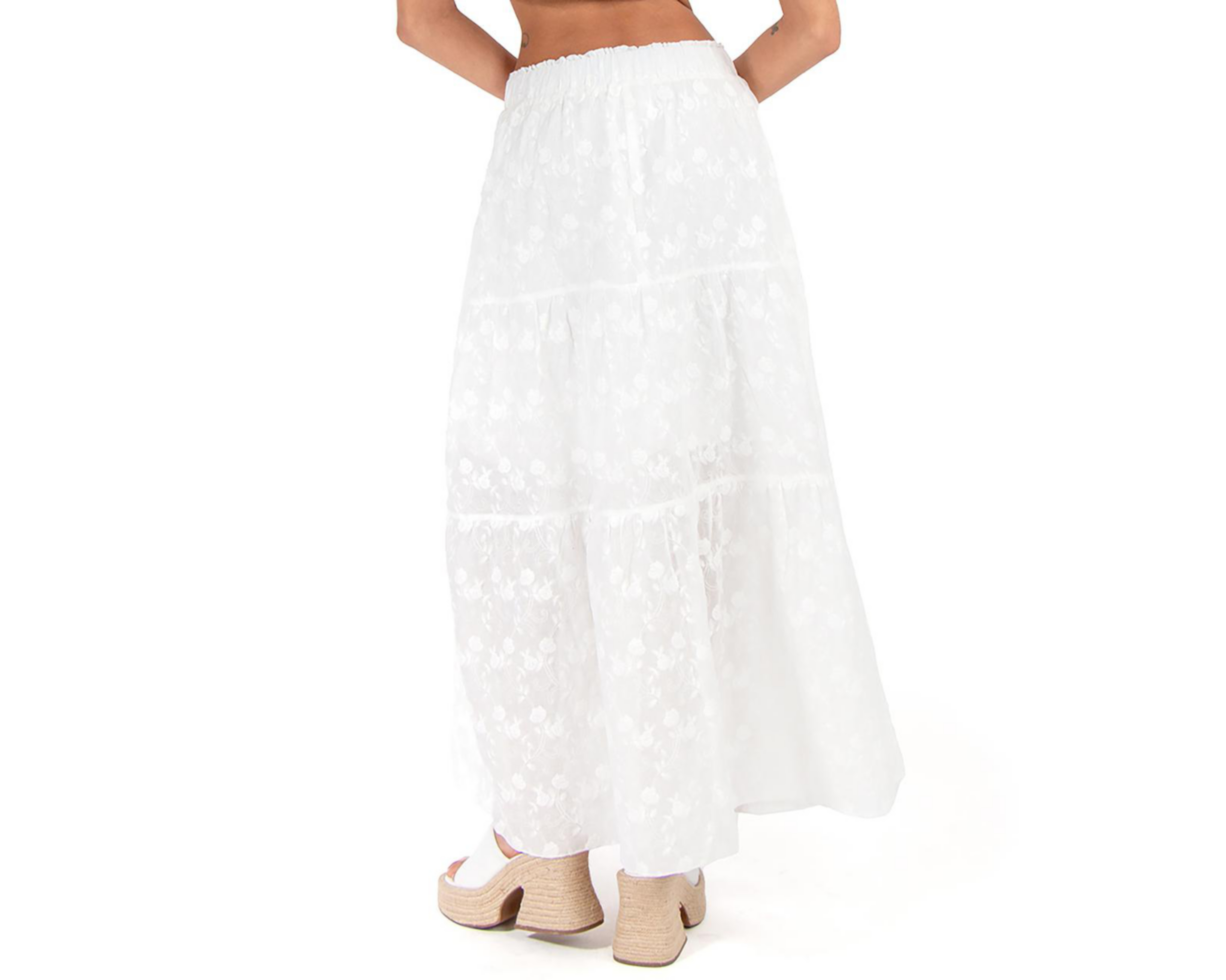 Foto 4 pulgar | Falda Larga Forever 21 Blanca para Mujer