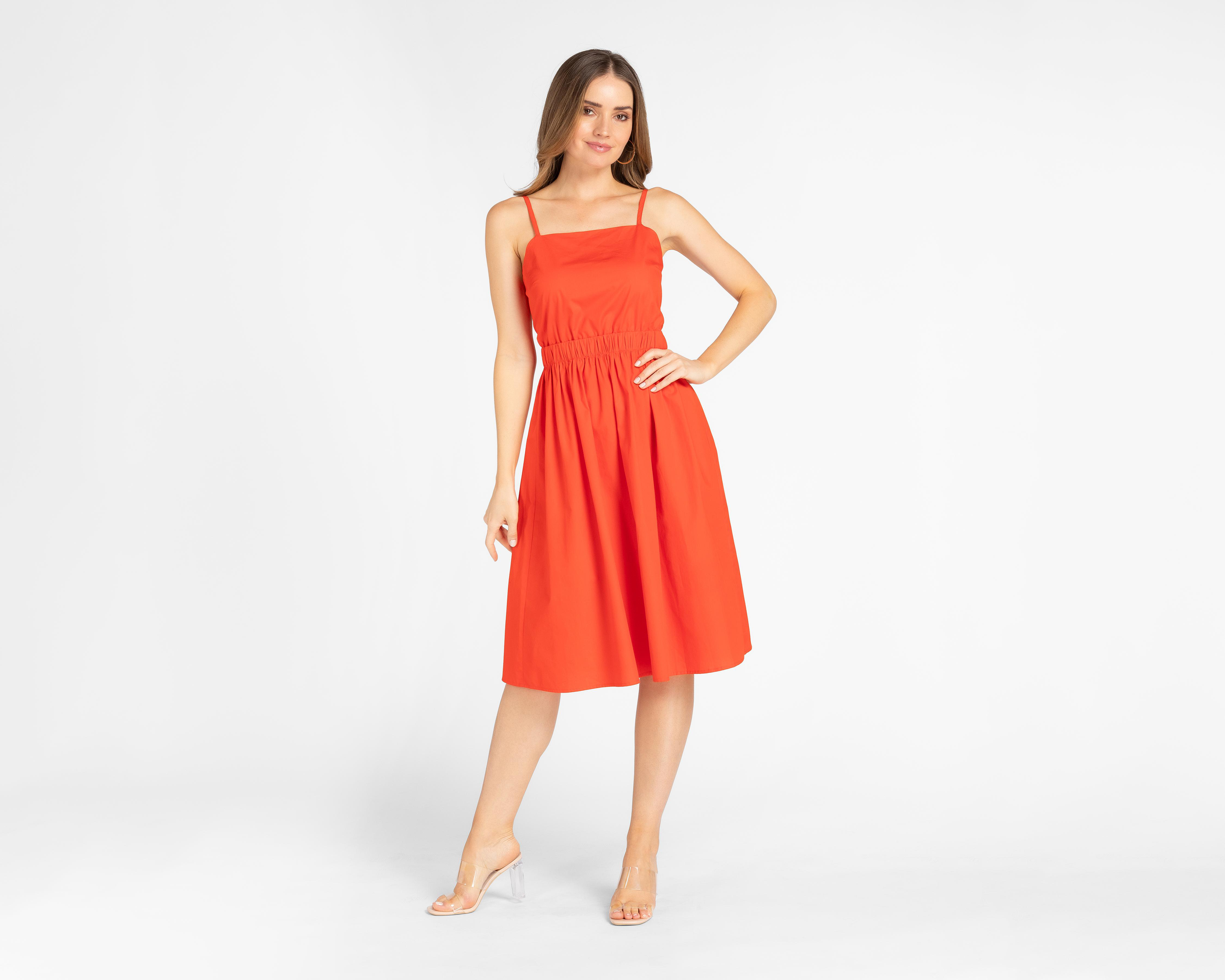 Vestido Jennifer Lopez Casual de Tirantes Anaranjado $329