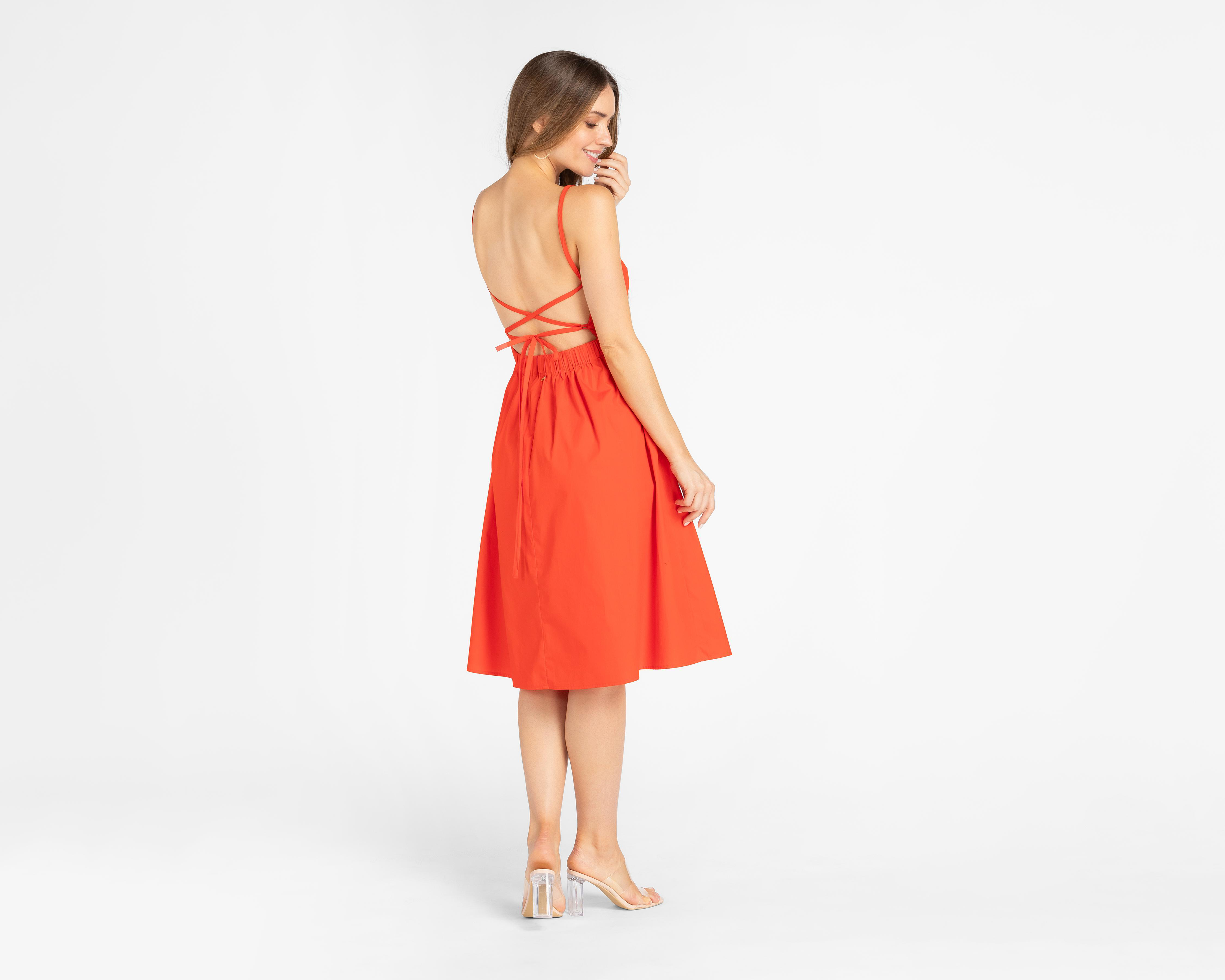 Foto 4 pulgar | Vestido Jennifer Lopez Casual de Tirantes Anaranjado