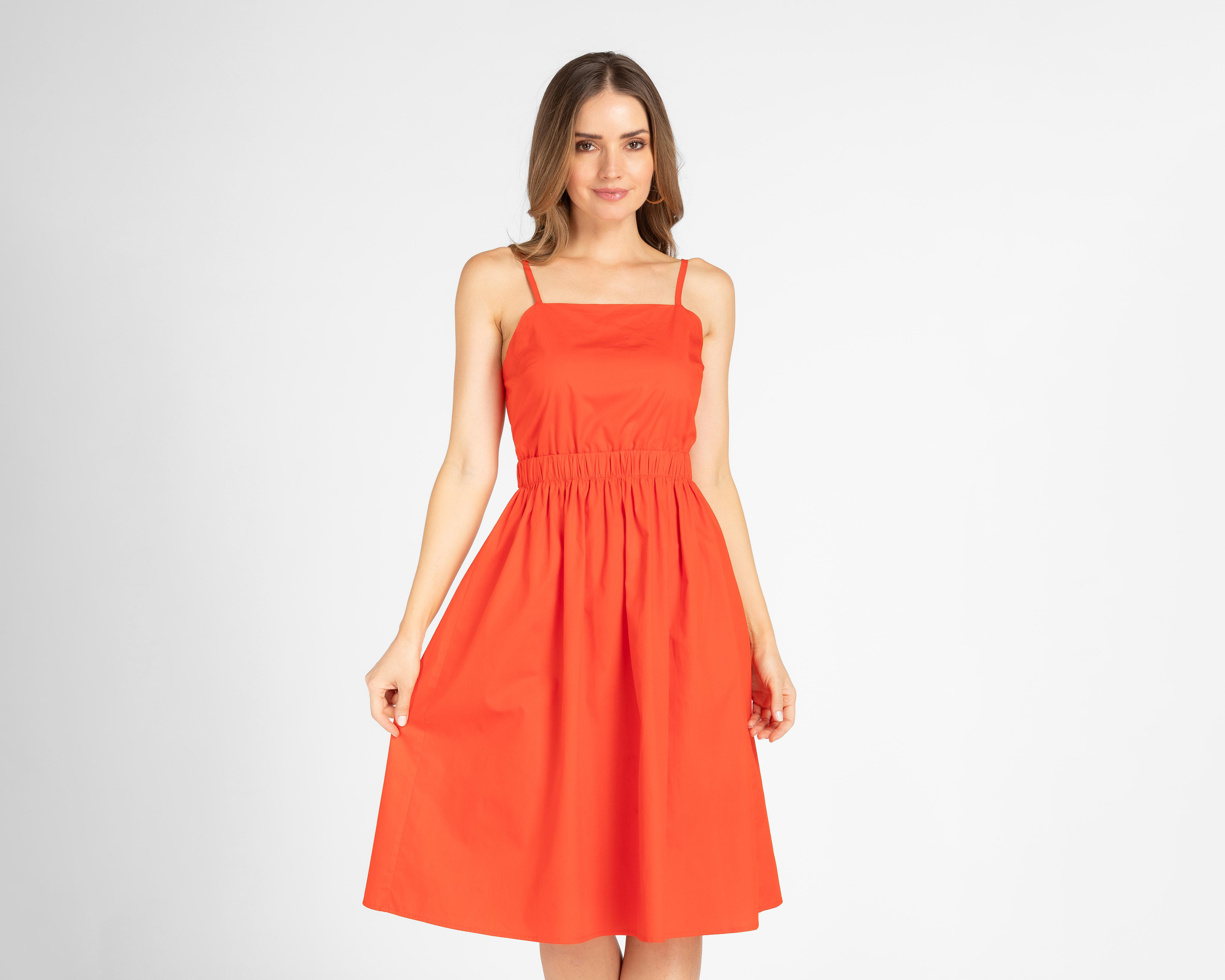 Foto 5 pulgar | Vestido Jennifer Lopez Casual de Tirantes Anaranjado