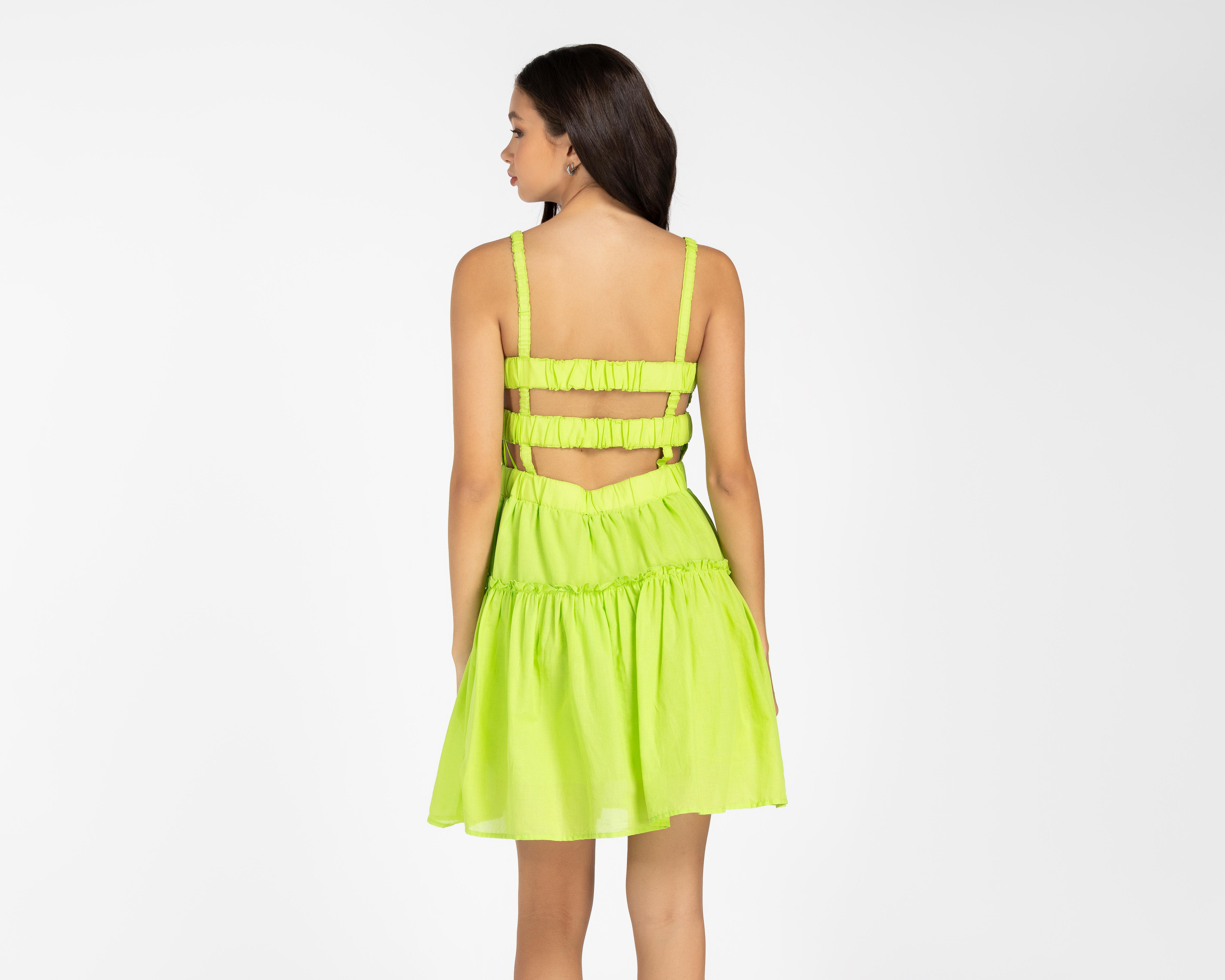 Foto 4 pulgar | Vestido 18 Forever Casual Verde Limón con Tirantes