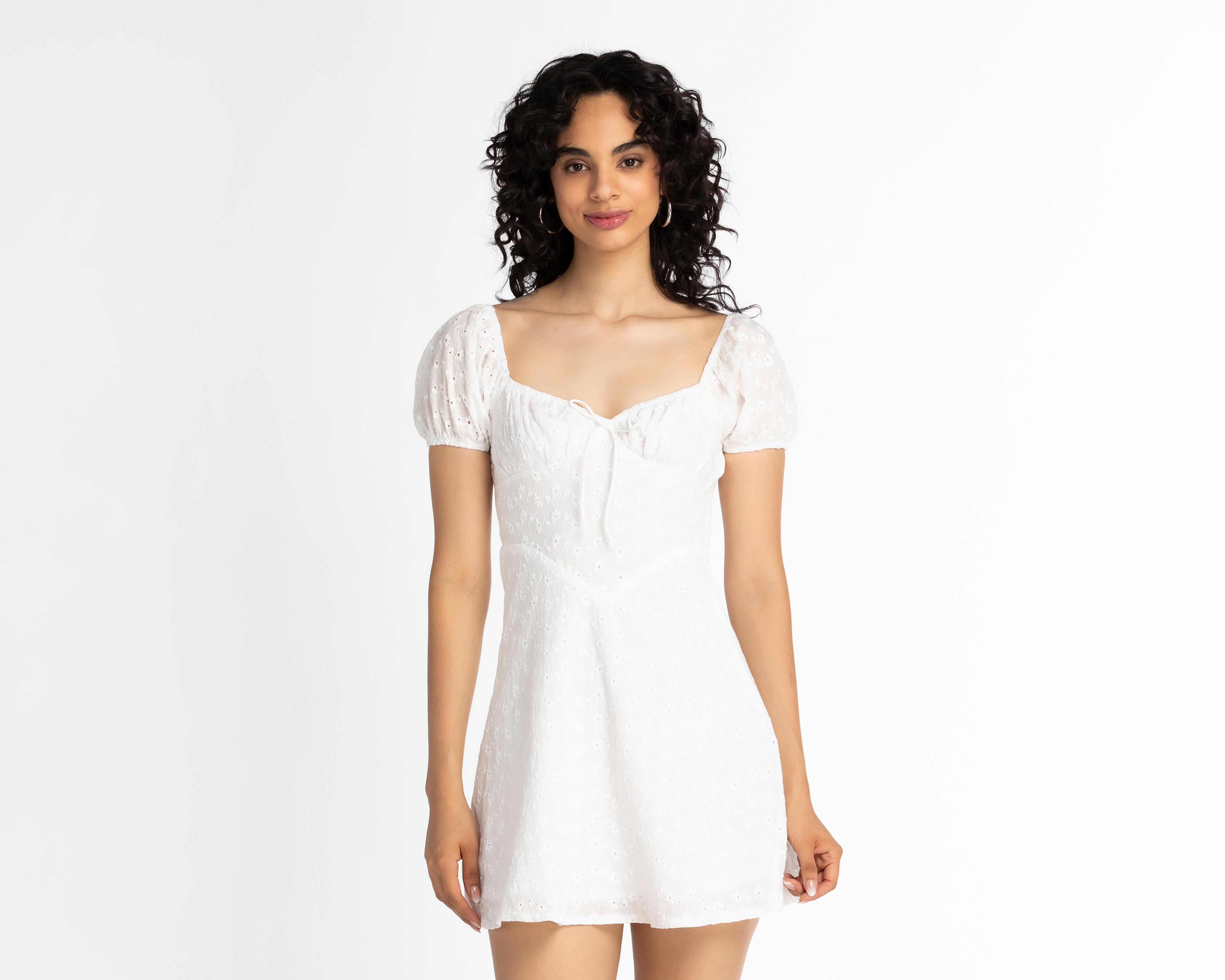 Foto 5 pulgar | Vestido Refill Casual Corto Blanco con Bordado