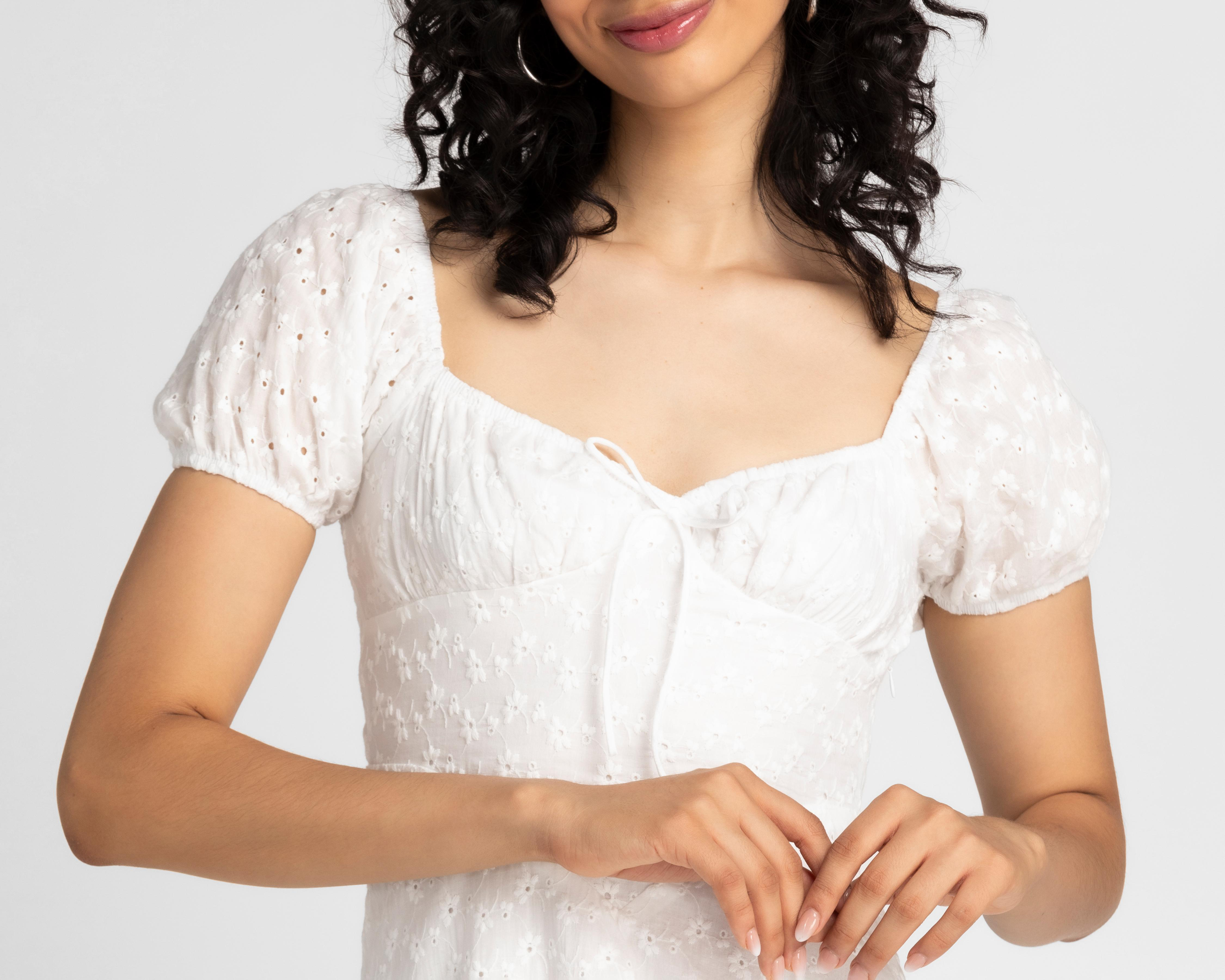Foto 8 pulgar | Vestido Refill Casual Corto Blanco con Bordado