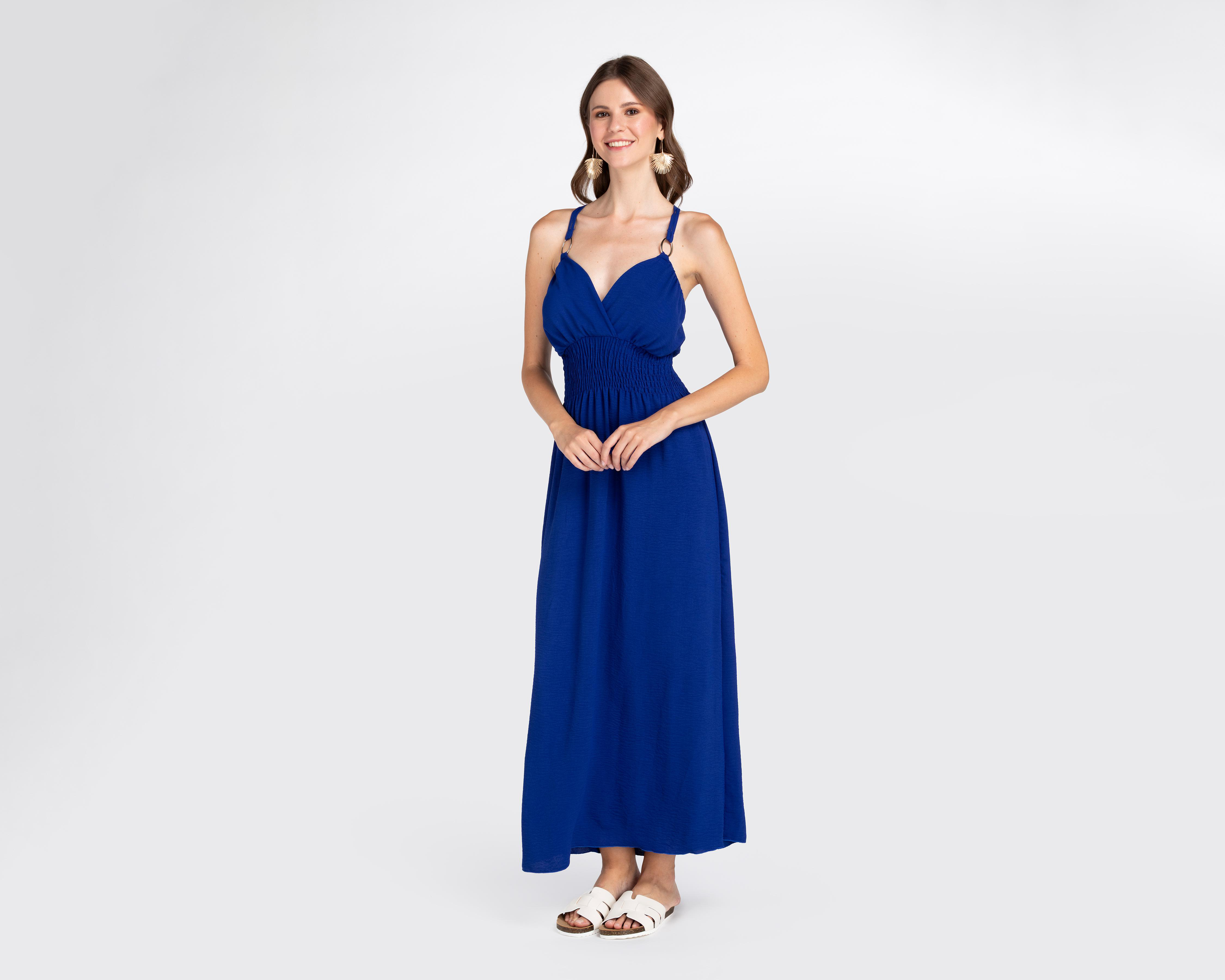 Foto 2 pulgar | Vestido de Playa Sahara Azul con Tirantes para Mujer