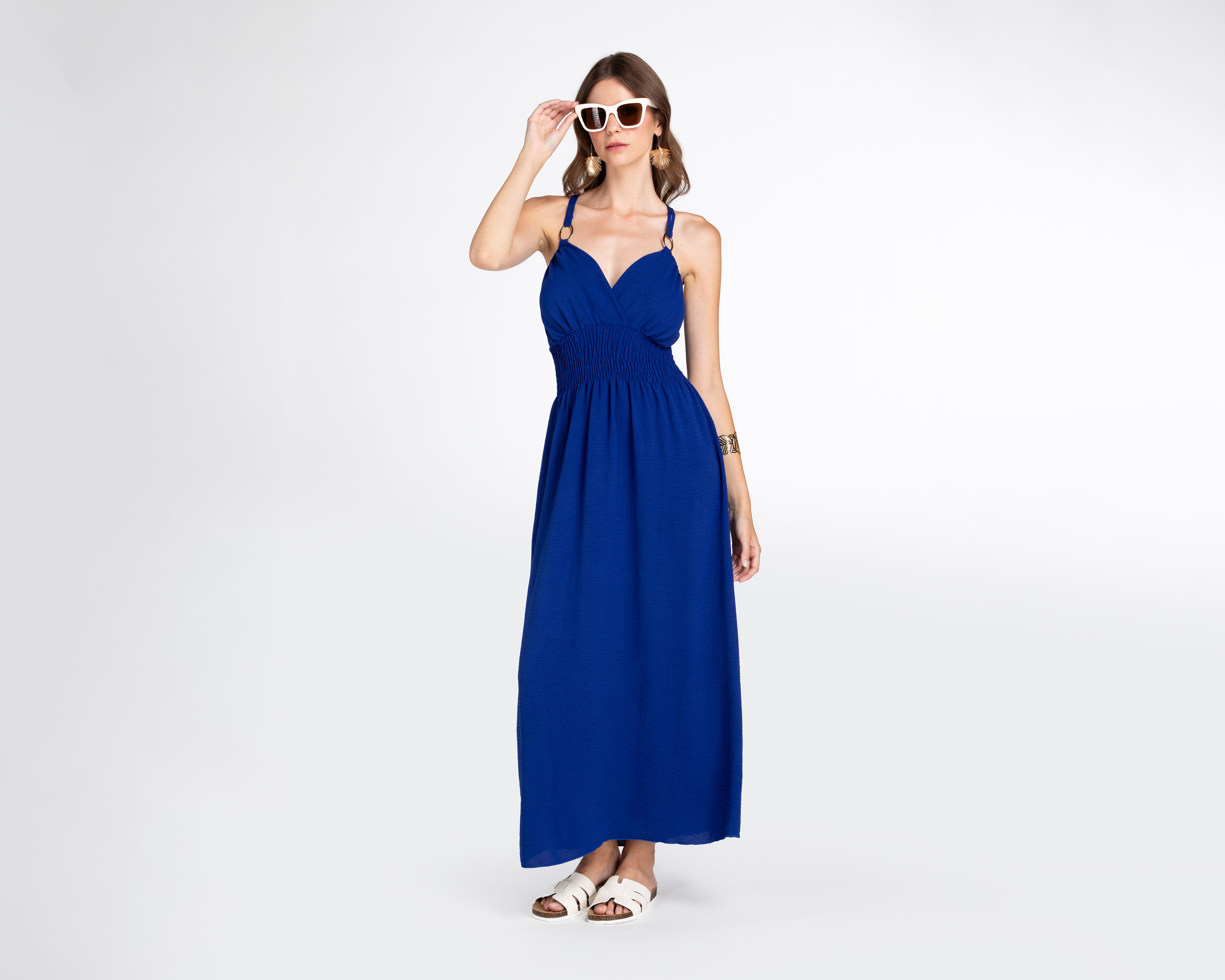 Foto 3 pulgar | Vestido de Playa Sahara Azul con Tirantes para Mujer