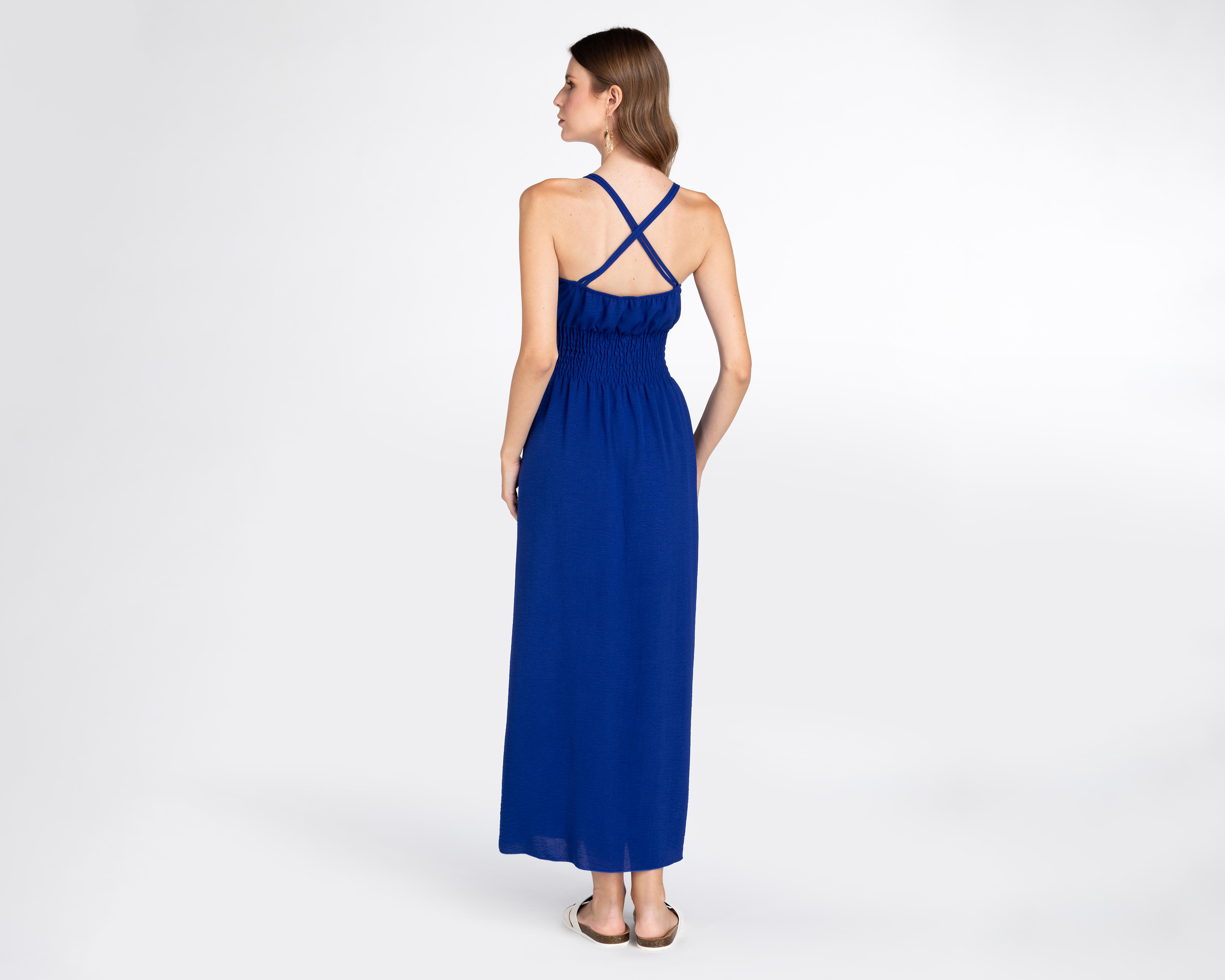 Foto 4 pulgar | Vestido de Playa Sahara Azul con Tirantes para Mujer