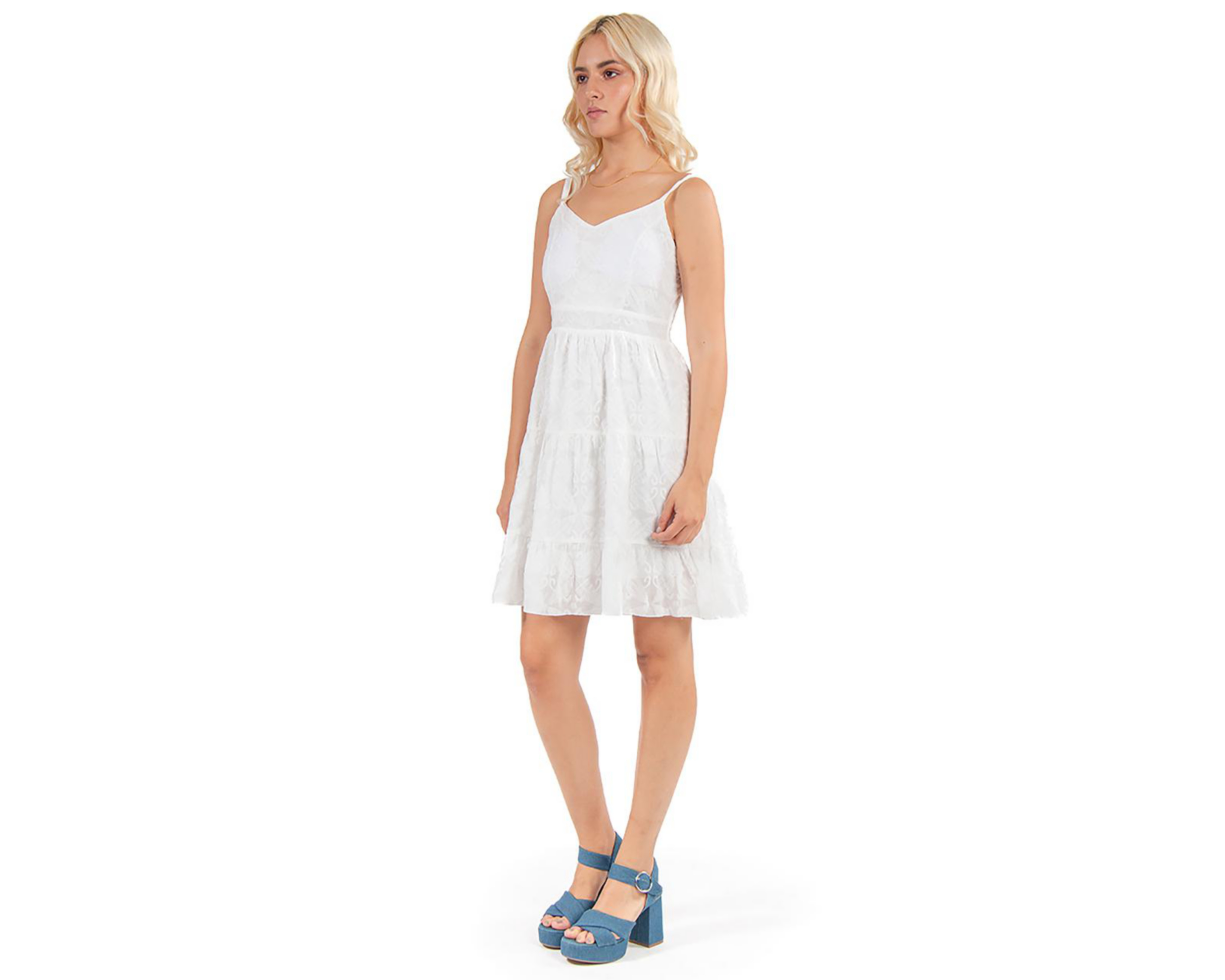 Foto 3 pulgar | Vestido Casual Forever 21 Blanco con Tirantes Juvenil