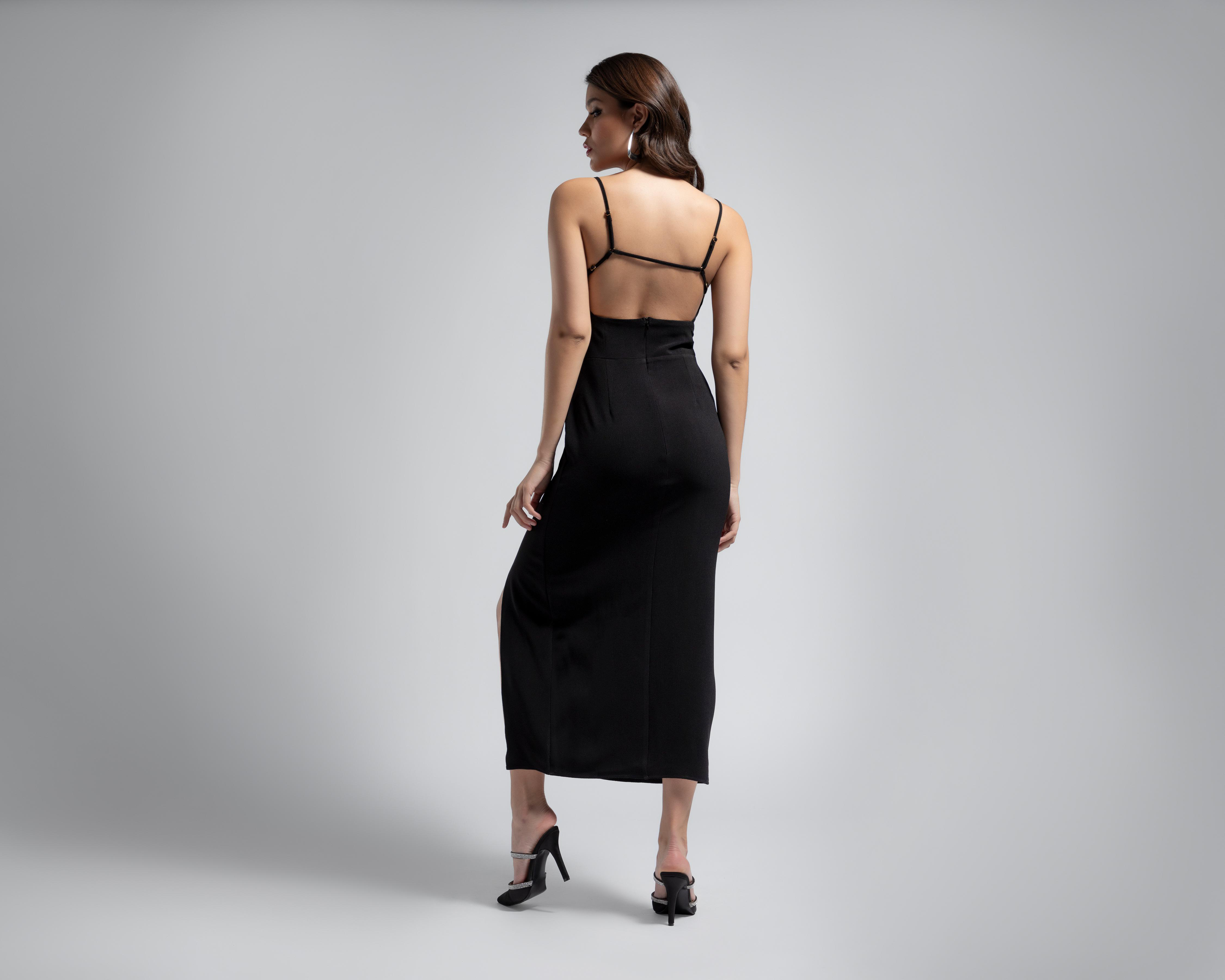 Foto 4 pulgar | Vestido Jennifer Lopez de Noche Midi con Abertura