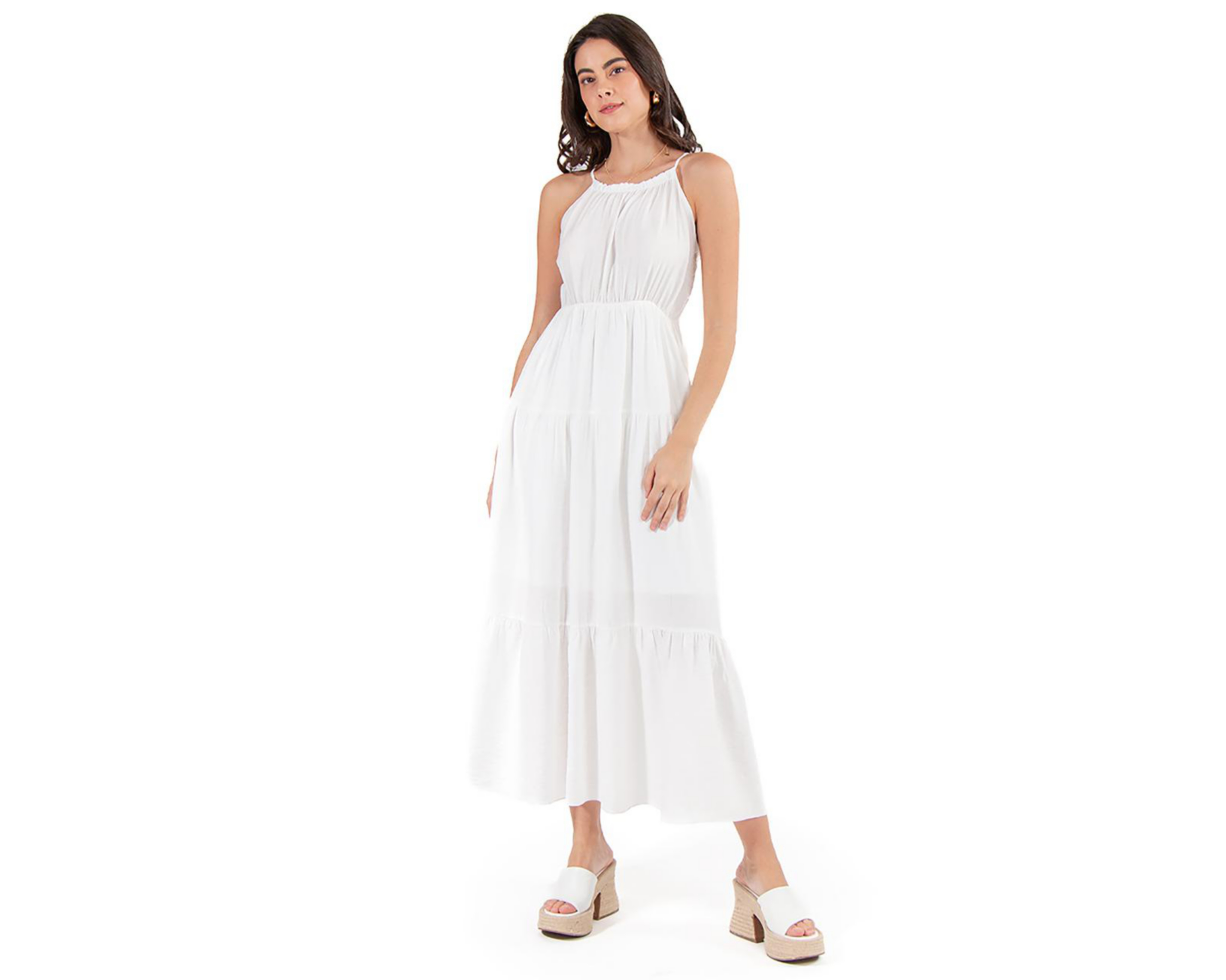 Foto 2 pulgar | Vestido Casual Forever 21 Blanco con Tirantes Juvenil