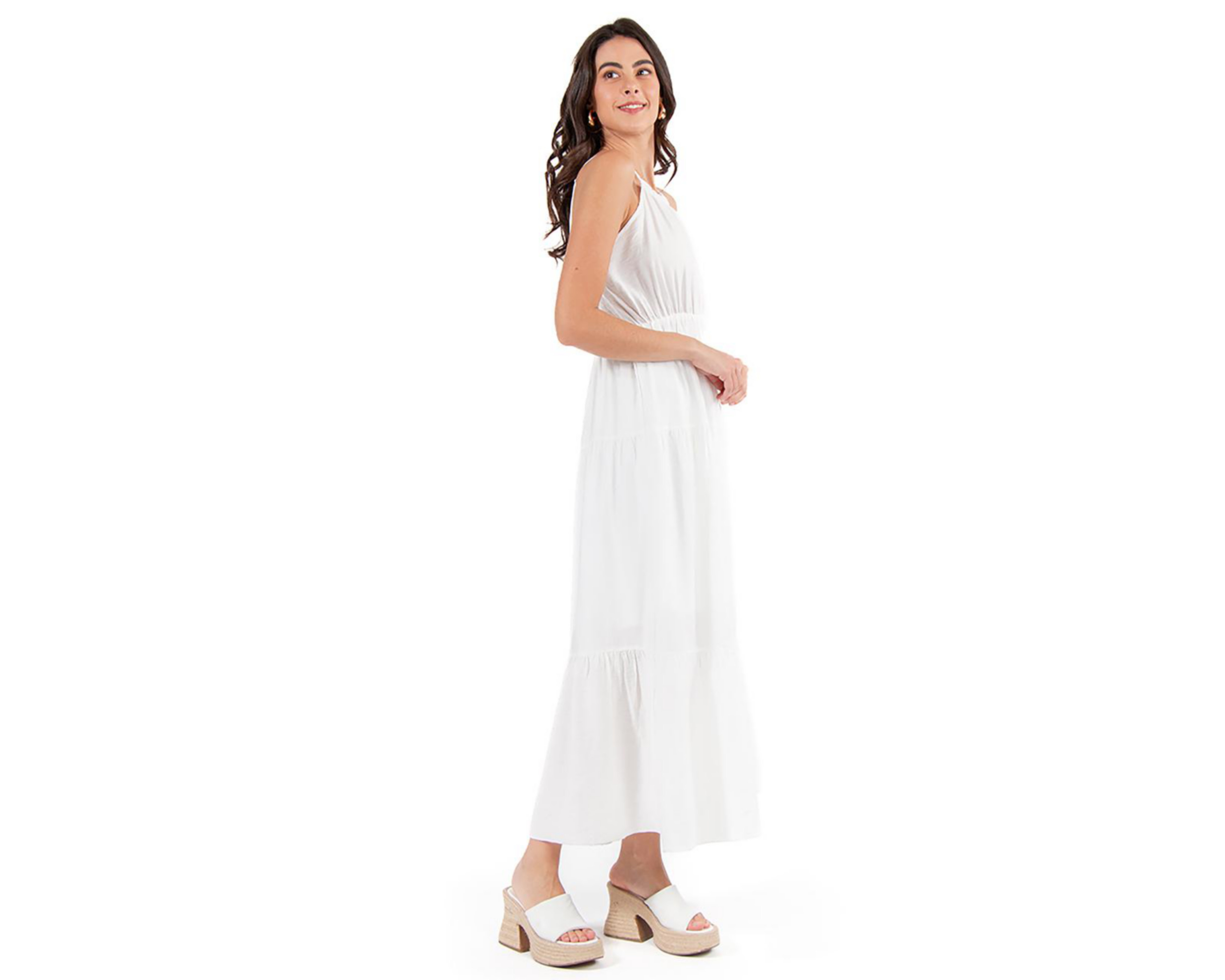 Foto 3 pulgar | Vestido Casual Forever 21 Blanco con Tirantes Juvenil