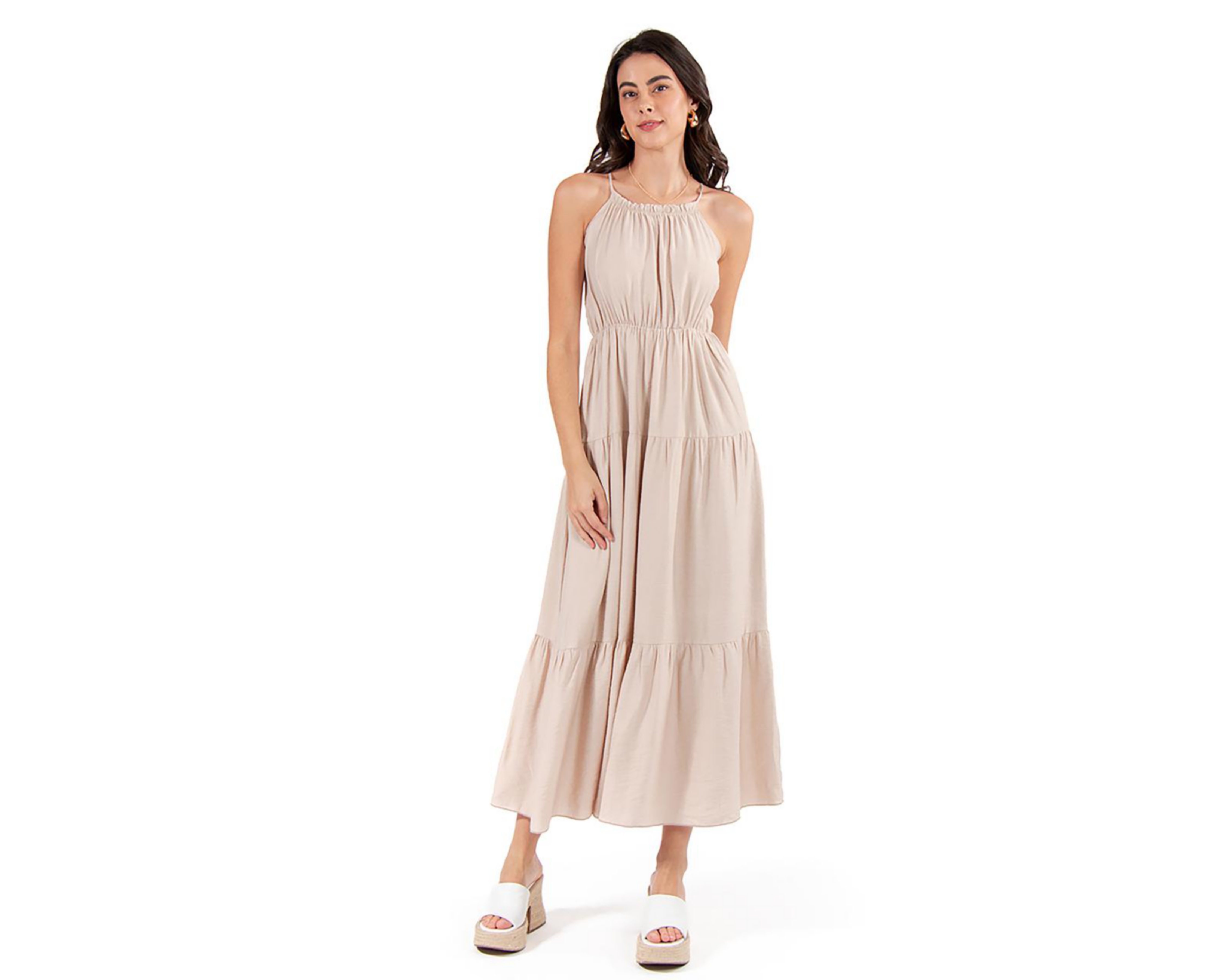 Foto 2 pulgar | Vestido Casual Forever 21 Beige con Tirantes Juvenil