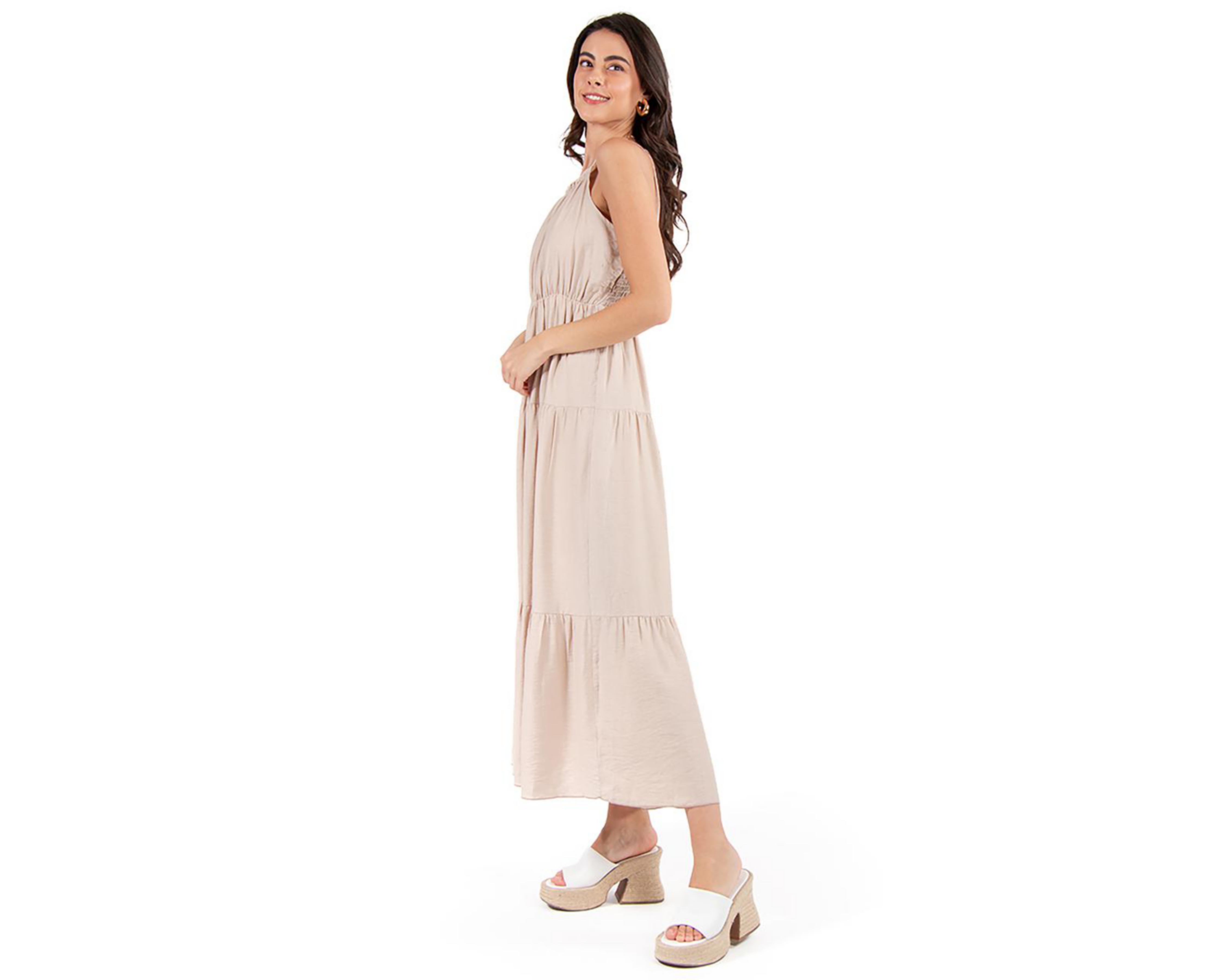 Foto 3 pulgar | Vestido Casual Forever 21 Beige con Tirantes Juvenil