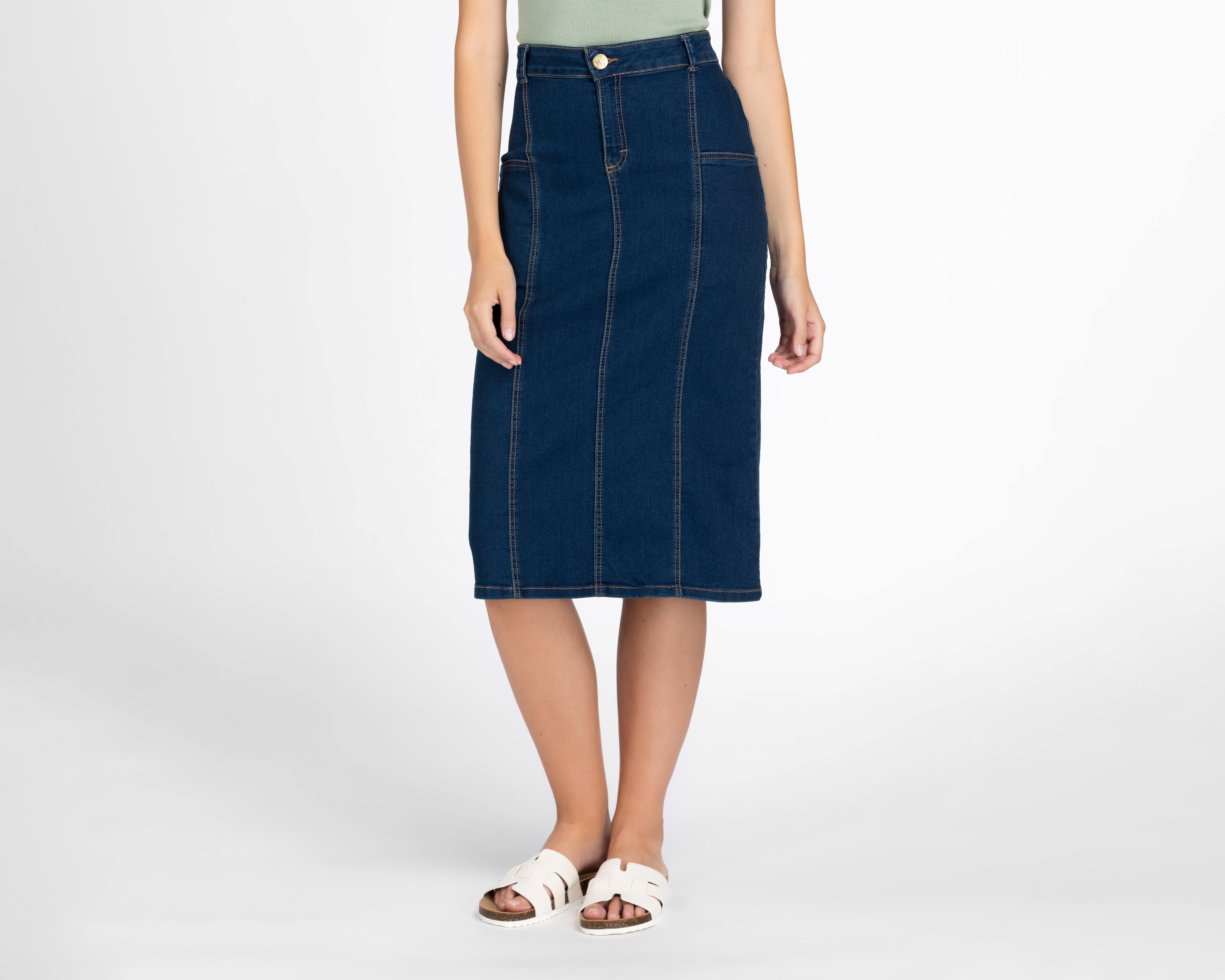 Foto 1 | Falda Midi Sahara de Mezclilla para Mujer